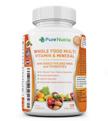 Whole Food MultiVitamin and Minerals with Probiotic Enzymes - 120 Multivitamins for Women and Men - Packed with WholeFood and Herbal Ingredients PureNutria buy supplements canada