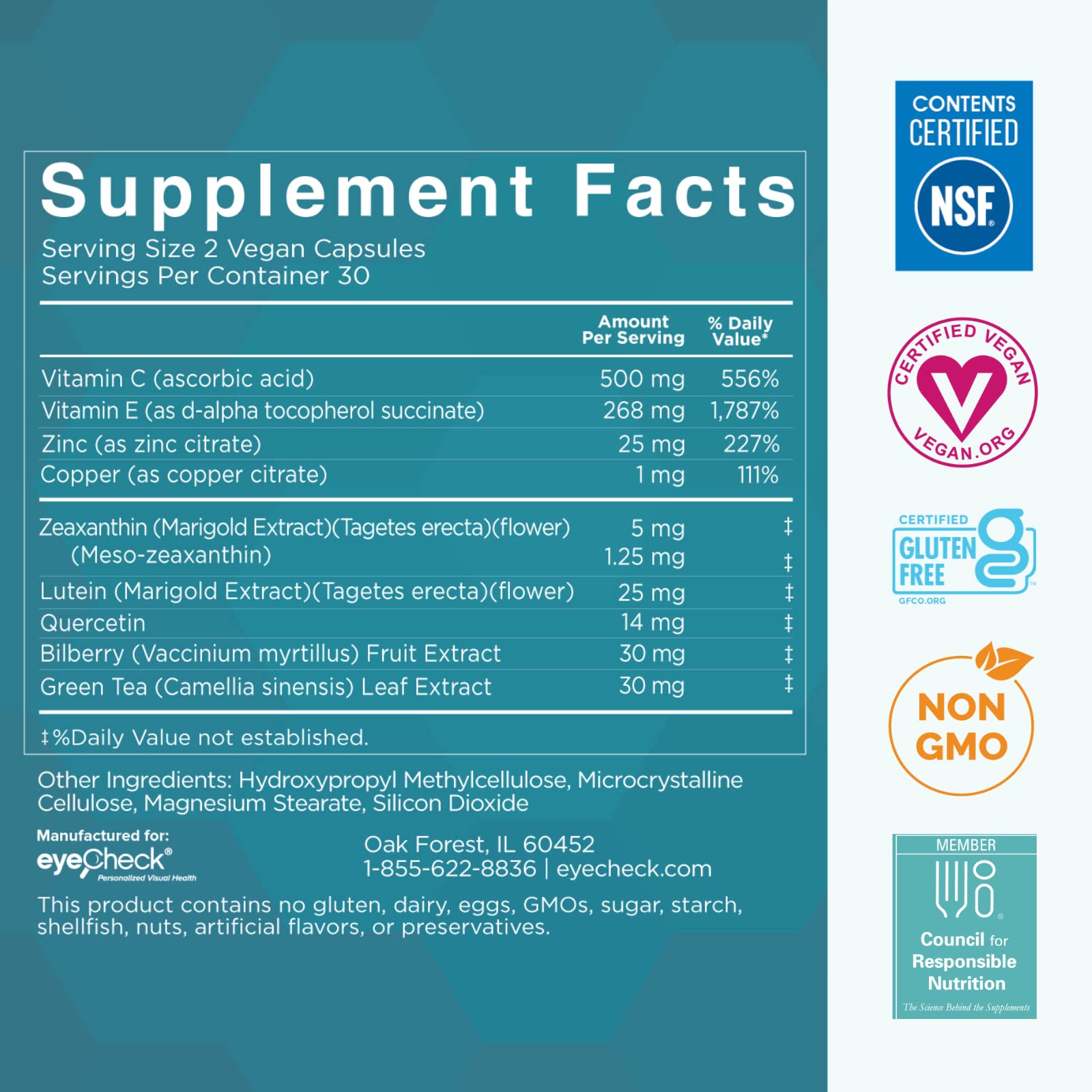 Natural Eye Health Vitamins with Bilberry Zeaxanthin Lutein - Macular Supp Eyecheck buy supplements canada