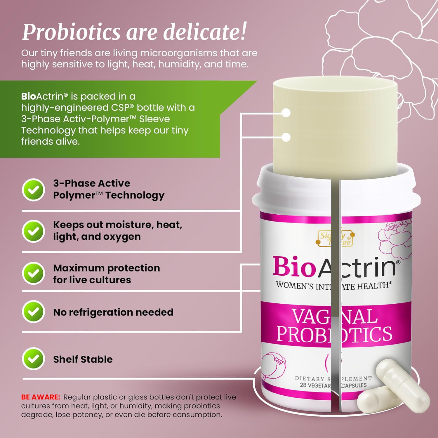 SIGNIFY NATURE Bioactrin Vaginal Probiotics for Women - Bacterial Vaginosis & Yeast Infection Treatment - BV Probiotic - pH Vaginitis Support-28 Pills SIGNIFY NATURE buy supplements canada