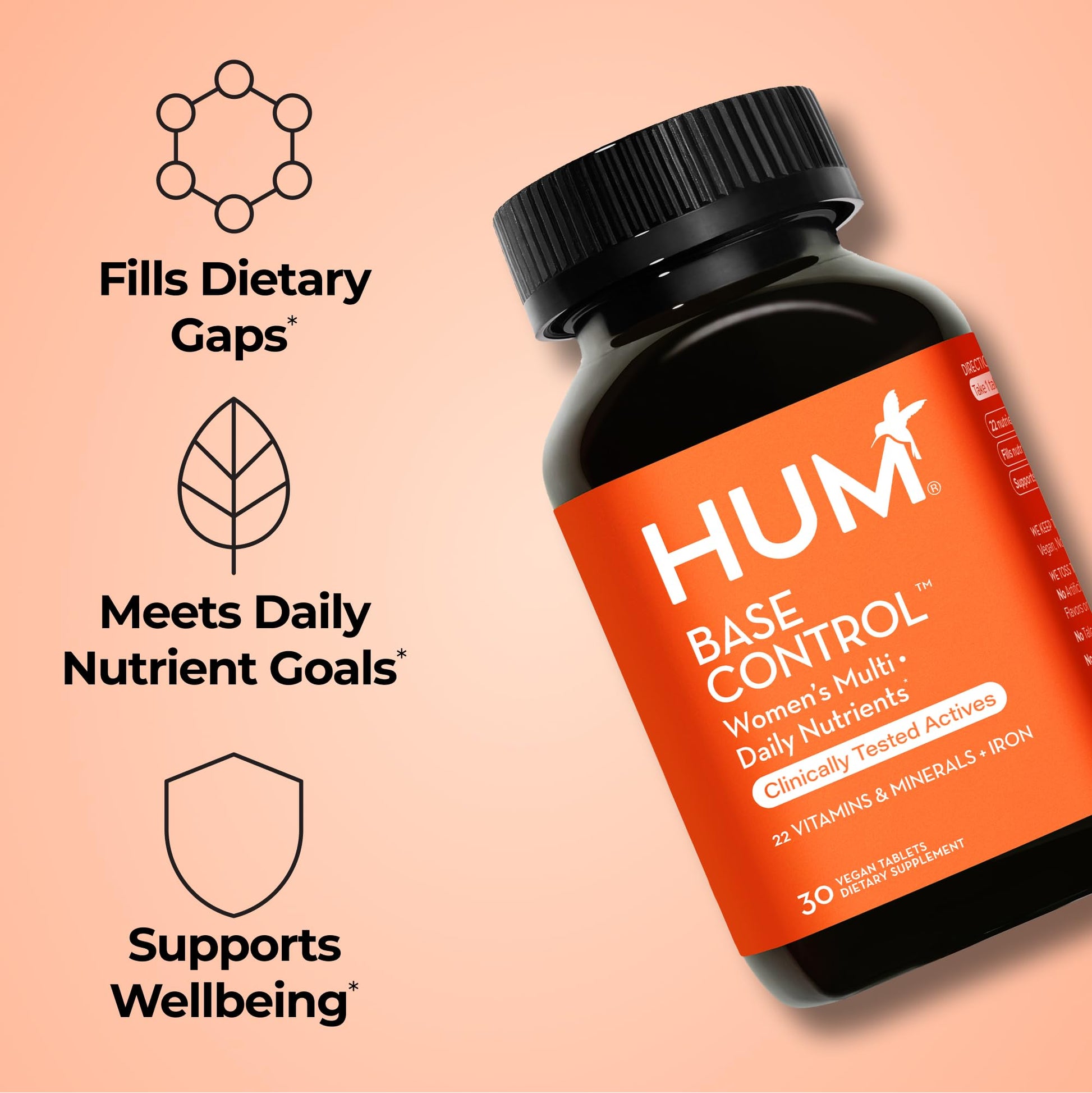 HUM Base Control Multivitamin for Women with Vitamin C, Iron, Biotin, Zinc, B Complex, Daily Women's Multivitamin, 22 Essential Vitamins & Minerals HUM buy supplements canada