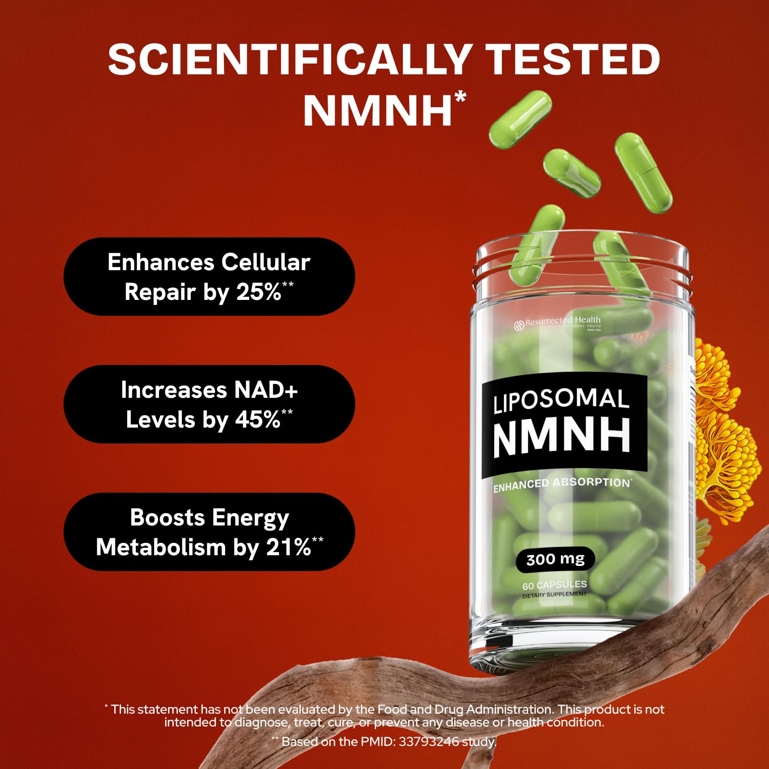 Resurrected Health Liposomal NMNH Supplement 300mg – Boosts NAD Anti-Aging, Energy & Focus – NMM Capsules Alternative to for Cellular Vitality – Third-Party Tested, 60 Vegan Capsules | 1 Pack Resurrected Health buy supplements canada