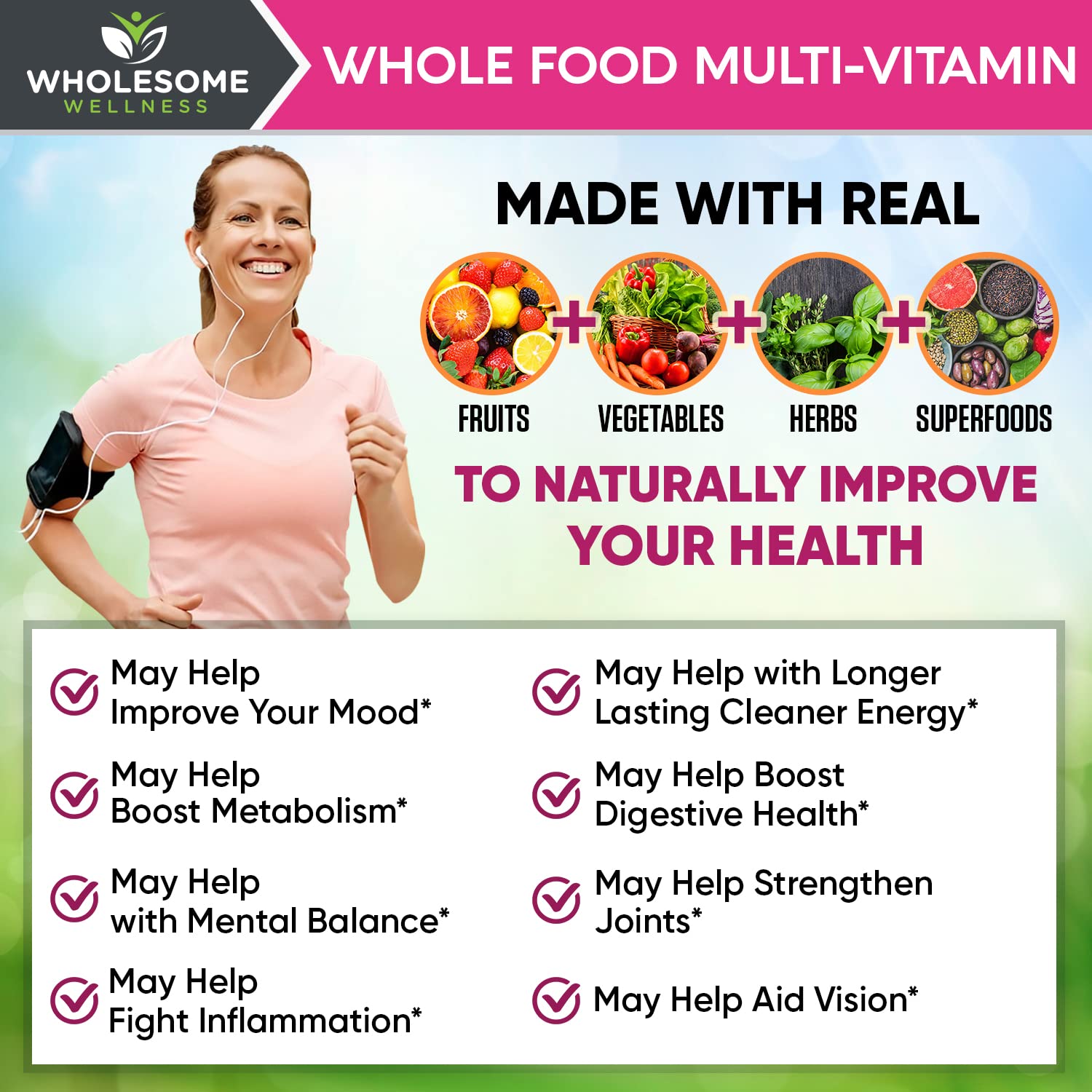 Wholesome Wellness Whole Food Multivitamin for Women - Natural Multi Vitamins, Minerals, Organic Extracts - 120 Tablets Wholesome Wellness buy supplements canada
