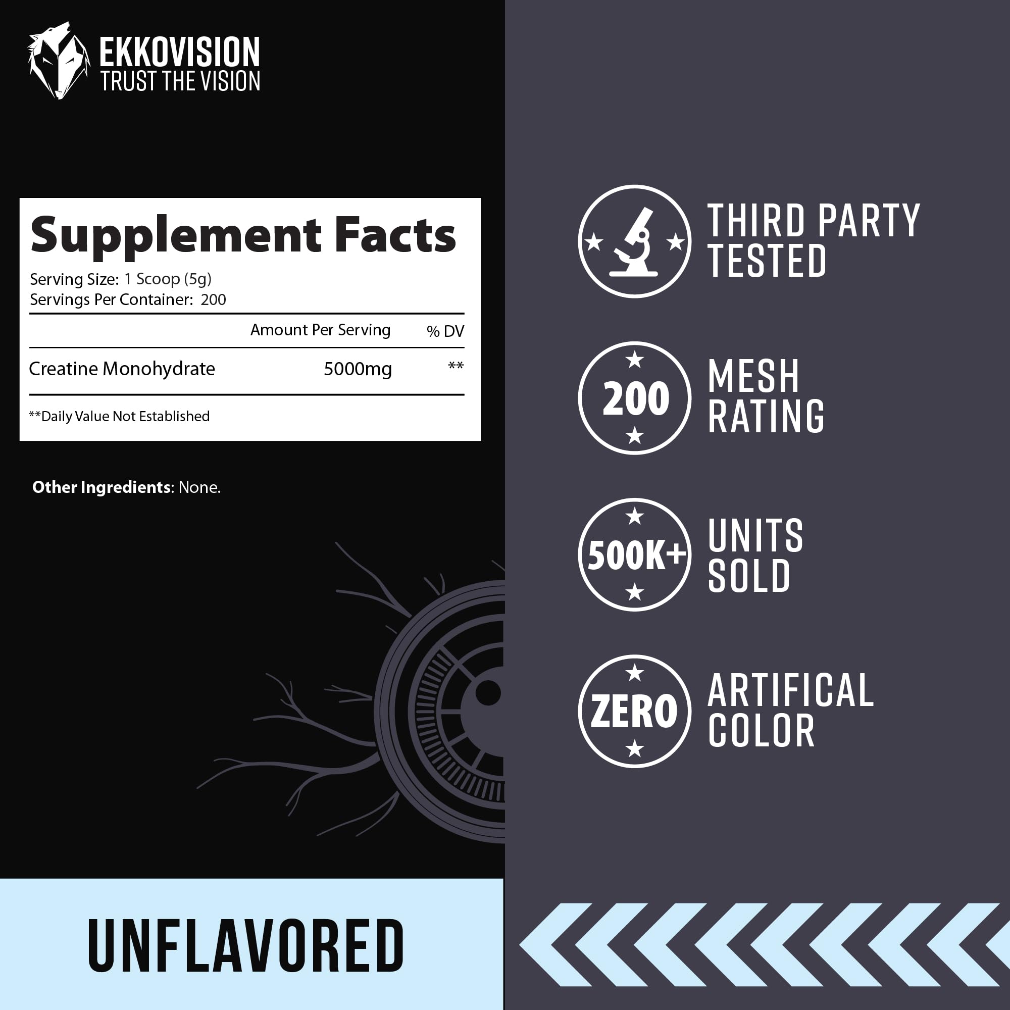 Ekkovision Creatine Monohydrate Powder, Micronized, Unflavored, Pre Workout & Post Workout Supplement for Men and Women, Energy Support, Easy to Mix in Shakes Ekkovision buy supplements canada