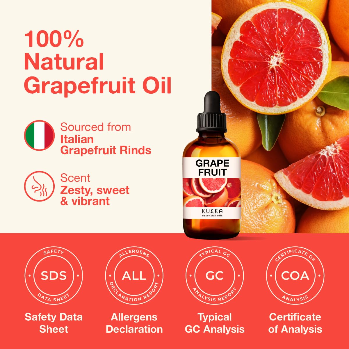 Kukka Grapefruit Essential Oil for Diffuser - 100% Natural Grapefruit Essential Oil for Skin KUKKA essential oils buy supplements canada