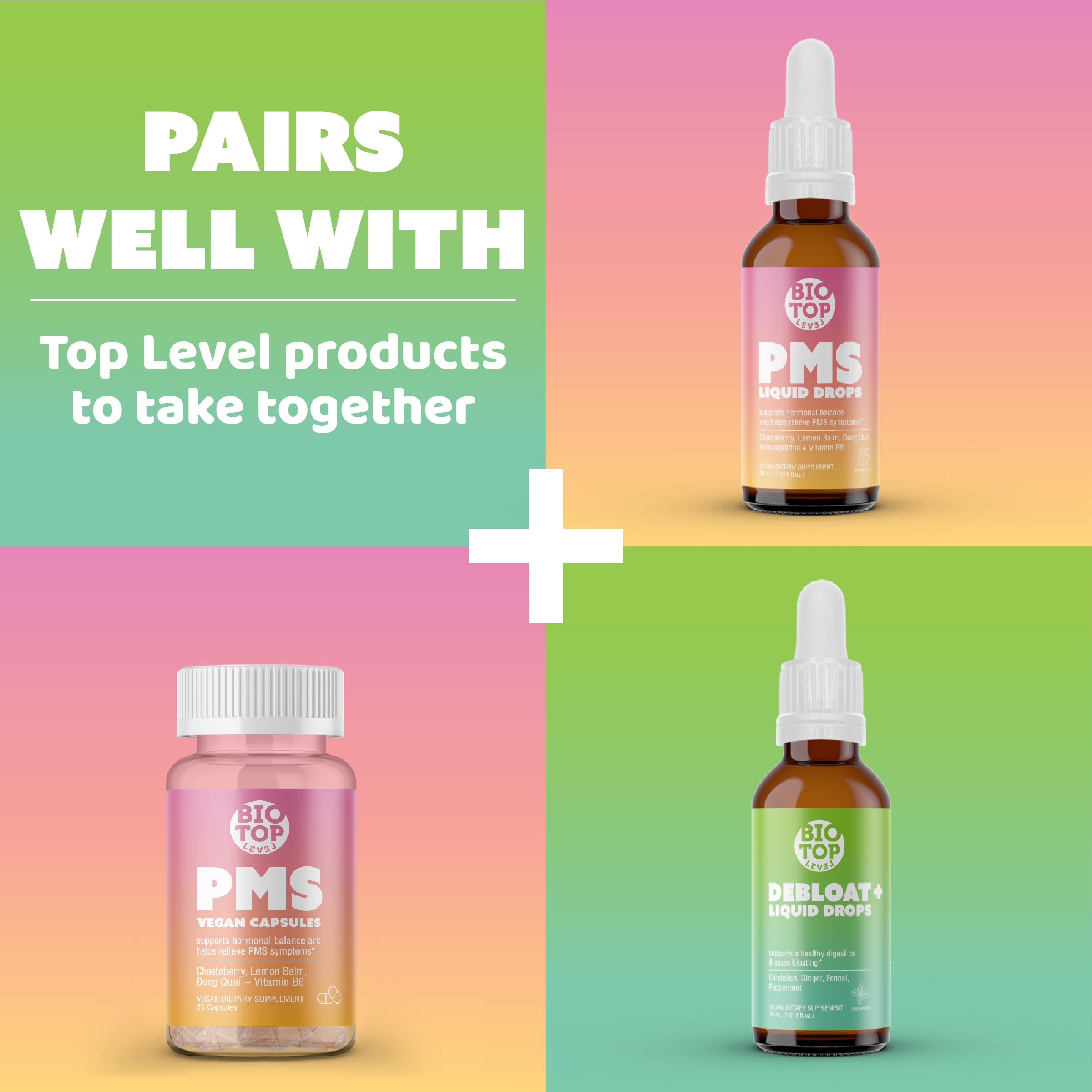 BIOTOPLEVEL PMS Support Supplement for Women & PMS Relief, Hormone Balance & Menstrual Period Relief for Cramps, Bloating & Mood Swings with Chasteberry, Vitamin B6, Lemon Balm, Dong Quai, 30 Count BIOTOPLEVEL buy supplements canada