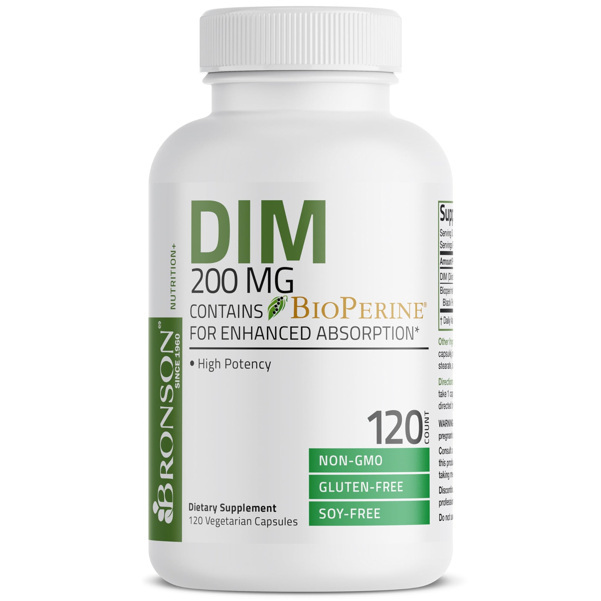 Bronson DIM Supplement 200 MG Diindolymethane with BioPerine for Enhanced Absorption, Estrogen Metabolism & Maintains Balanced Hormone Levels, 120 Vegetarian Capsules Bronson buy supplements canada