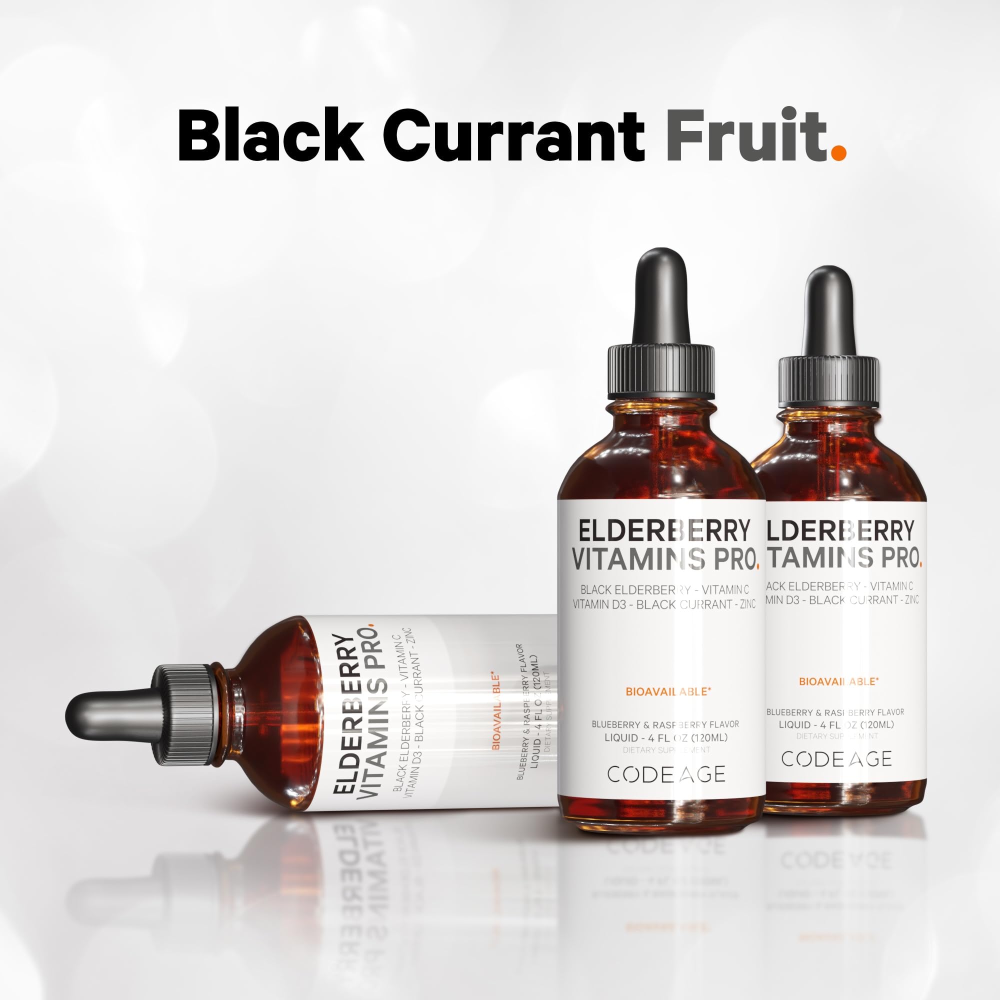 Codeage Elderberry Vitamins Pro - Organic Black Elderberry Liquid Drops - Vitamin C, D3, Zinc, Black Currant - 2-Month Supply - Black Sambucus Liquid - Supplement for Adults & Kids - 4 fl oz Codeage buy supplements canada