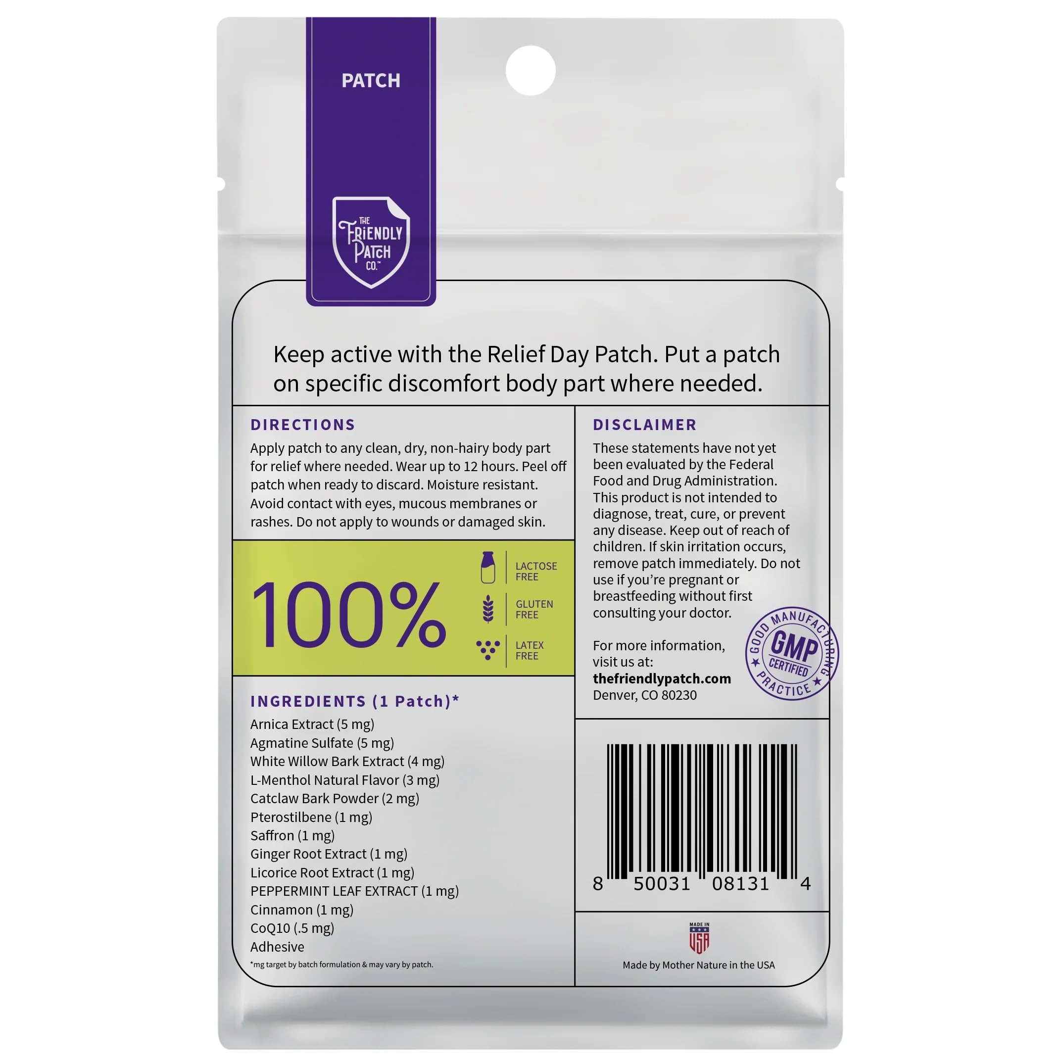 Relief Day & Rise & Shine Patch Bundle - Arnica, White Willow Bark, Tongkat Ali, Horny Goat Weed, Saffron & Peppermint for Soreness, Strength, and Performance Support - 16 Plant-Powered Patches for Me The Friendly Patch CO. buy supplements canada