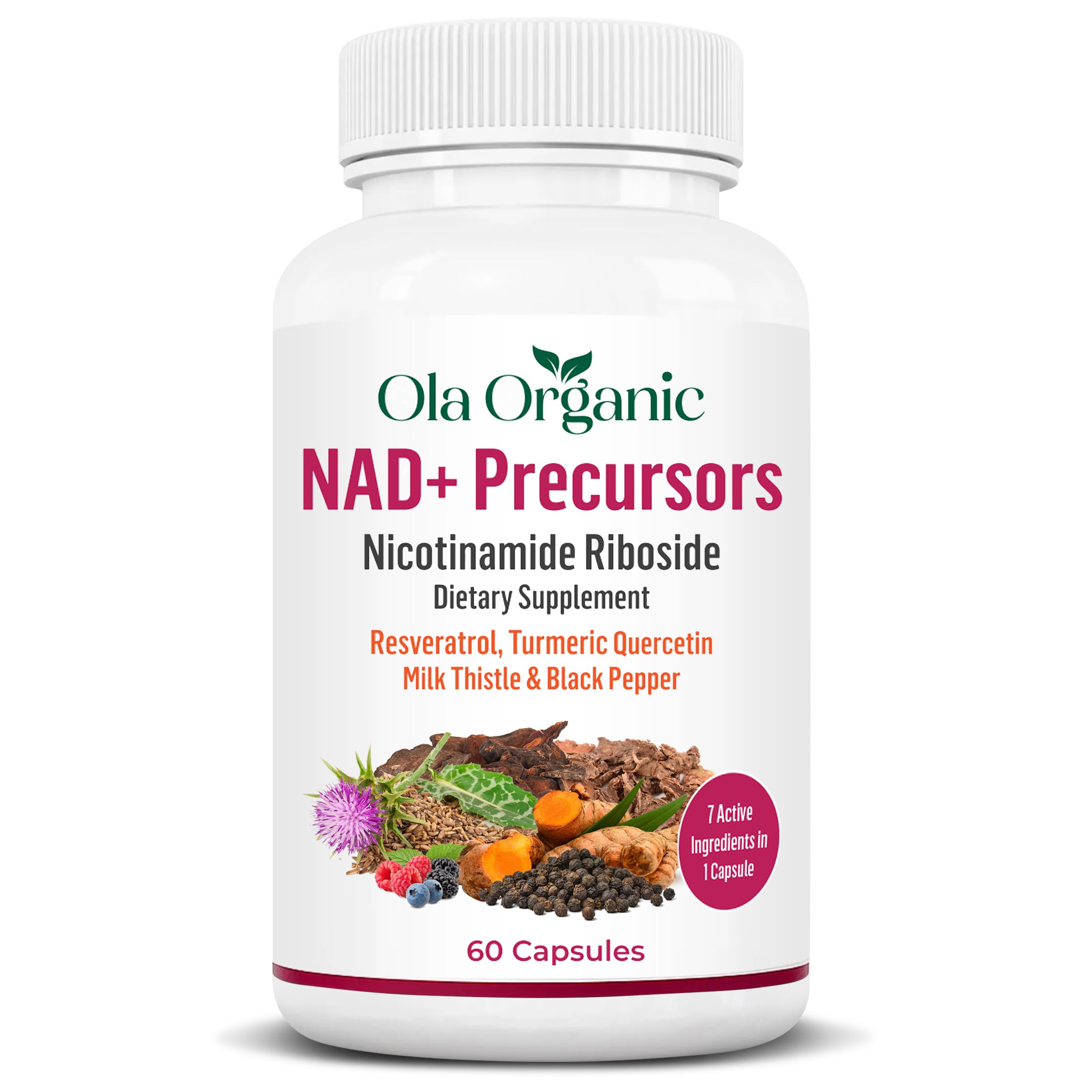 NAD+ Supplement & NAD Booster for Cellular Energy and Healthy Aging – Plant-Based Nicotinamide Riboside (NR) NAD Precursor with Resveratrol, Turmeric, Quercetin, Rhodiola & Milk Thistle – 60 Capsules Ola Organic buy supplements canada