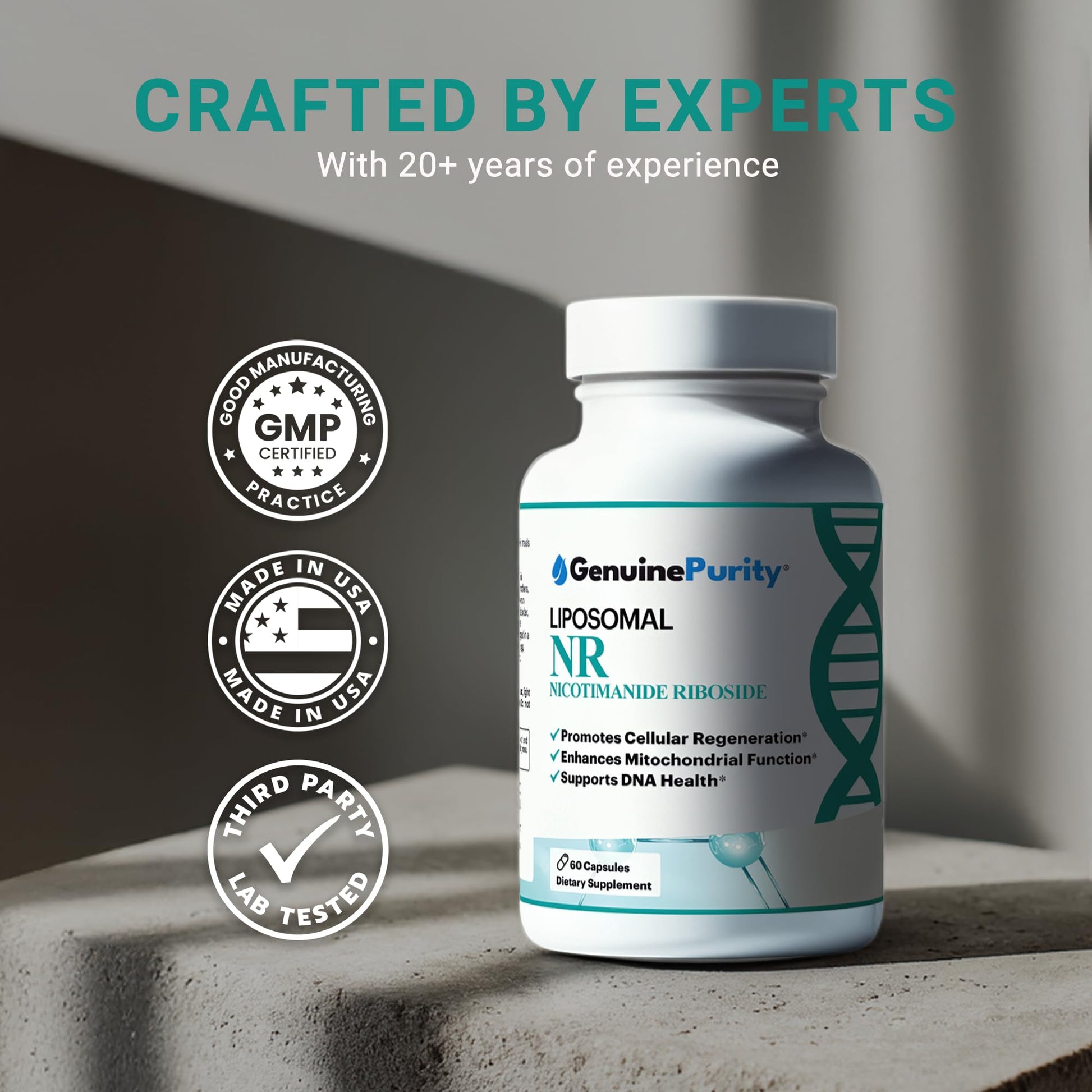 GenuinePurity Liposomal NR 300mg Nicotinamide Riboside Supplement | Advanced NAD Boost for Cellular Energy and Mitochondrial Function | Gluten Free, Vegan, USA Made, Non-GMO | 60 Capsules GenuinePurity buy supplements canada