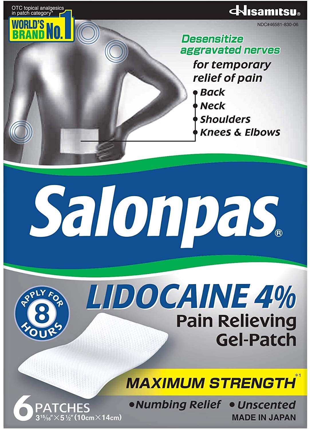 Salonpas LIDOCAINE (5 Pack Bundle) Pain Relieving Maximum Strength Gel Patch! Salonpas buy supplements canada
