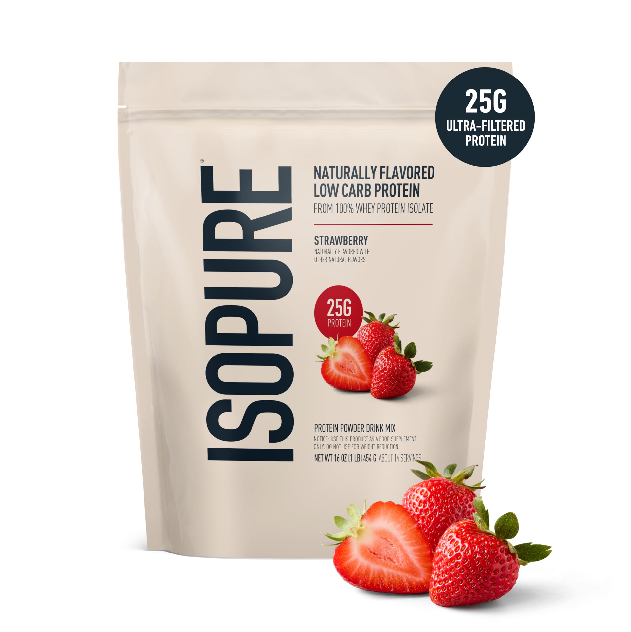Isopure Low Carb 100% Pure Whey Isolate Protein Powder, Lactose Free, Gluten Free, With Vitamins, Strawberry, 25g Protein Per Serving, 1 Lb, 14 Servings (Packaging May Vary) Isopure buy supplements canada