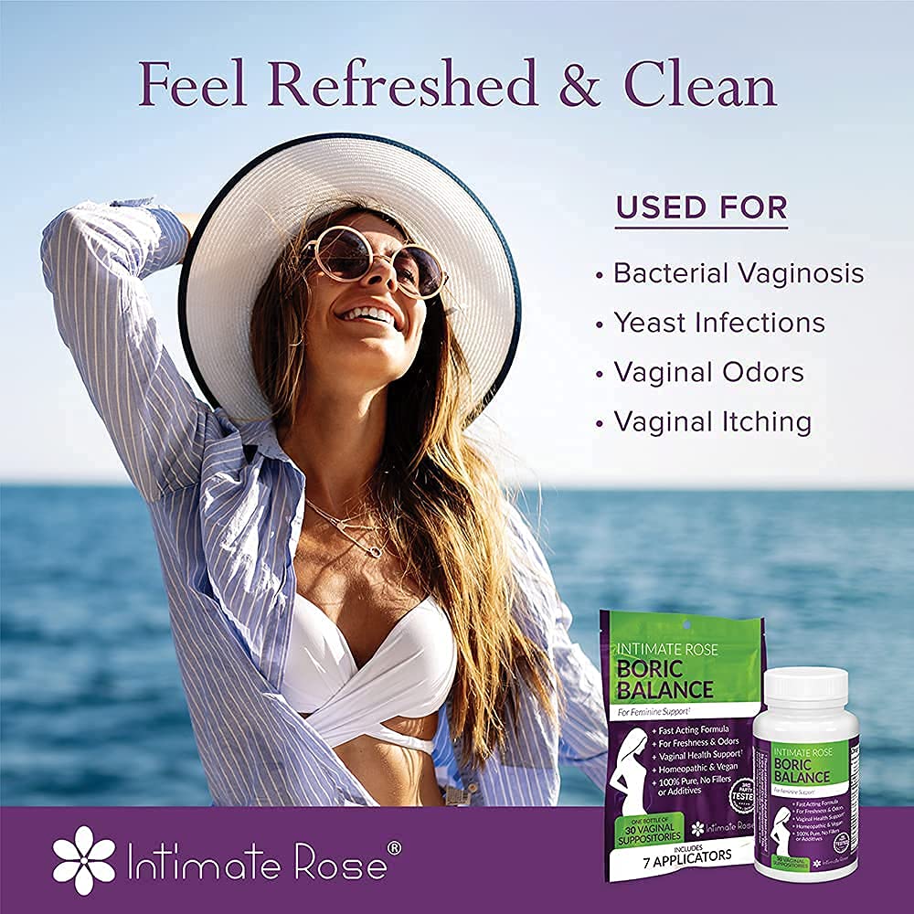 Intimate Rose Boric Acid Vaginal Suppositories - 30 Count (600mg) + 37 Applicators - Feminine Balance Intimate Rose buy supplements canada