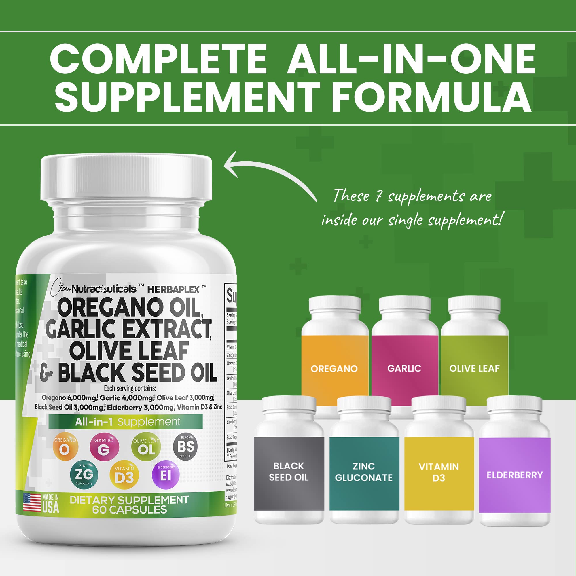Oregano Oil 6000mg Garlic Extract 4000mg Olive Leaf 3000mg Black Seed Clean Nutraceuticals buy supplements canada