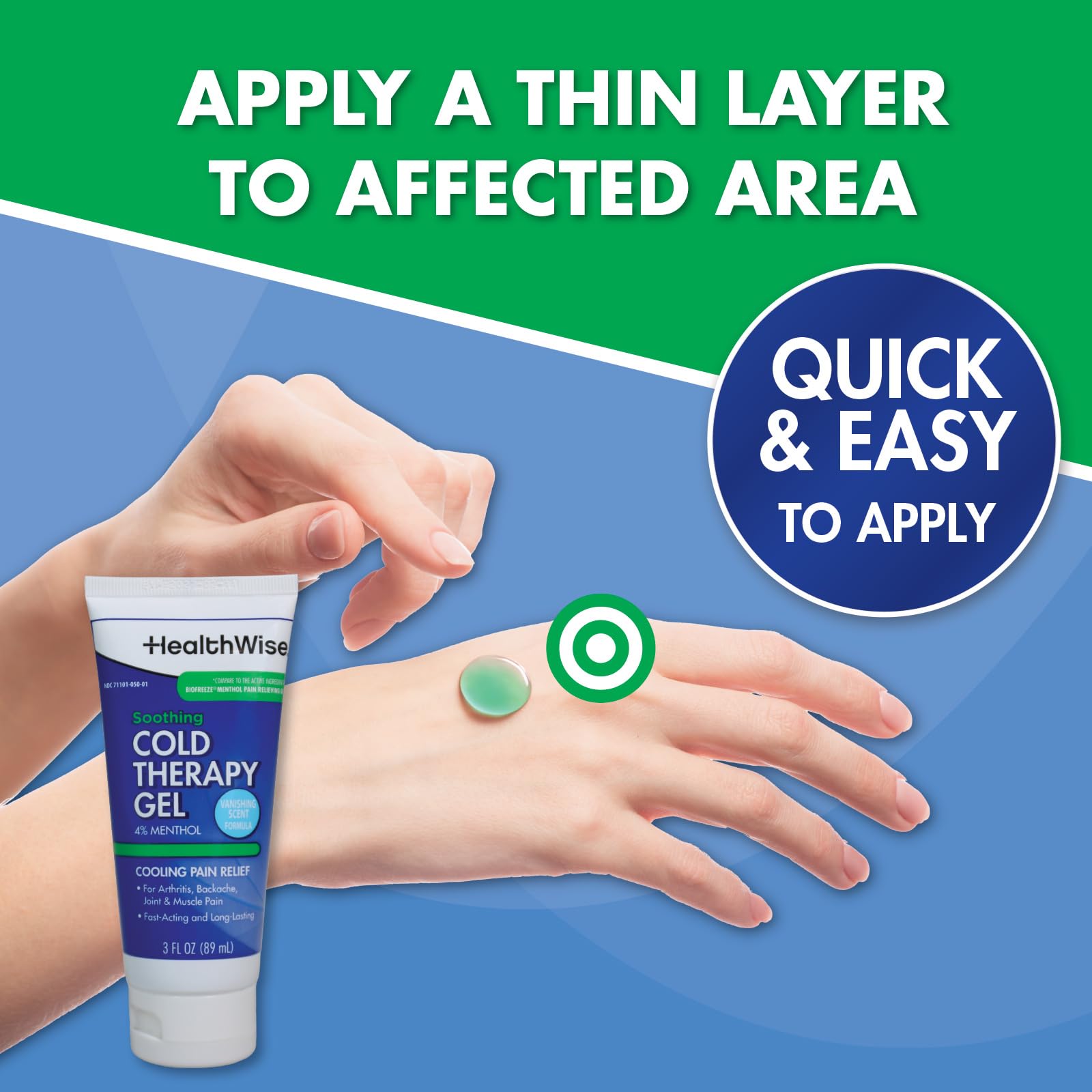 HealthWise Soothing Cold Therapy Gel | 4% Menthol | Vanishing Scent | 3.0 Oz | Arthritis Pain Relief | Topical Analgesic HealthWise buy supplements canada