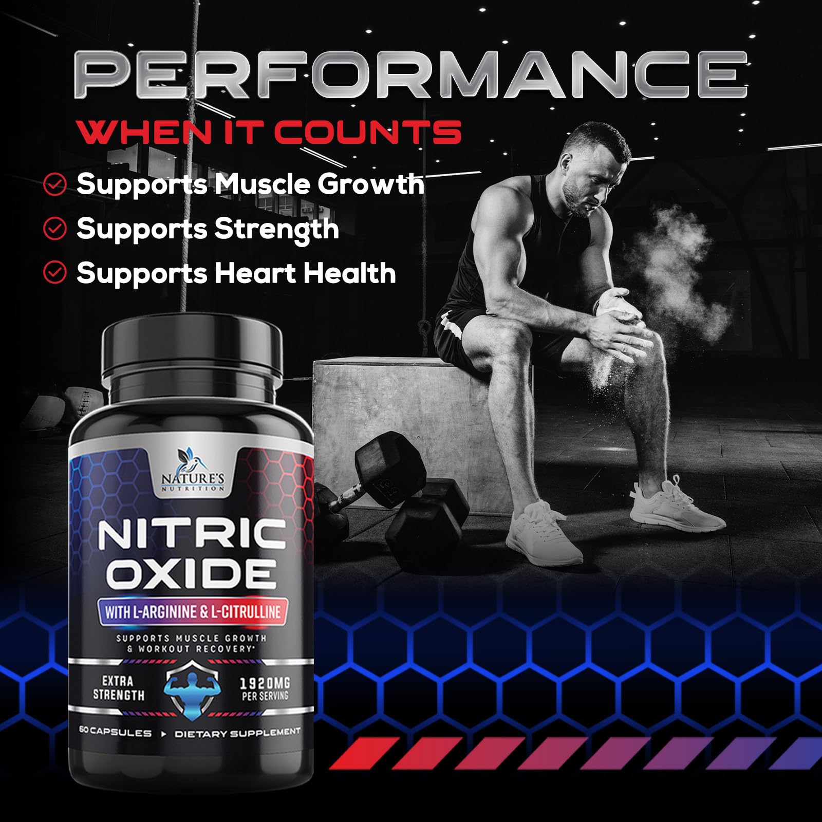 Extra Strength Nitric Oxide Supplement L Arginine 3X Strength - Citrulline Malate, AAKG Nature's Nutrition buy supplements canada
