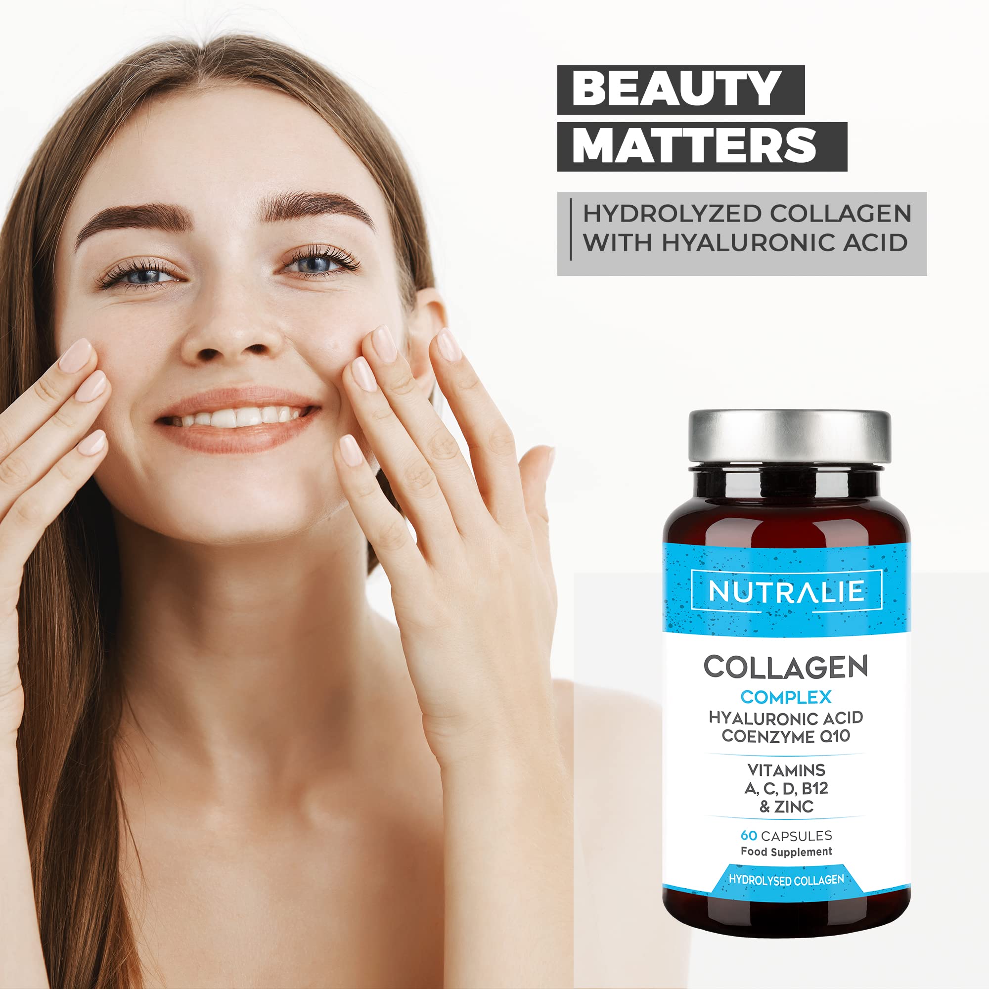 Collagen + Hyaluronic Acid + Q10 Hydrolysed Collagen Women Men + Vitamins A C D B12 Zinc NUTRALIE buy supplements canada