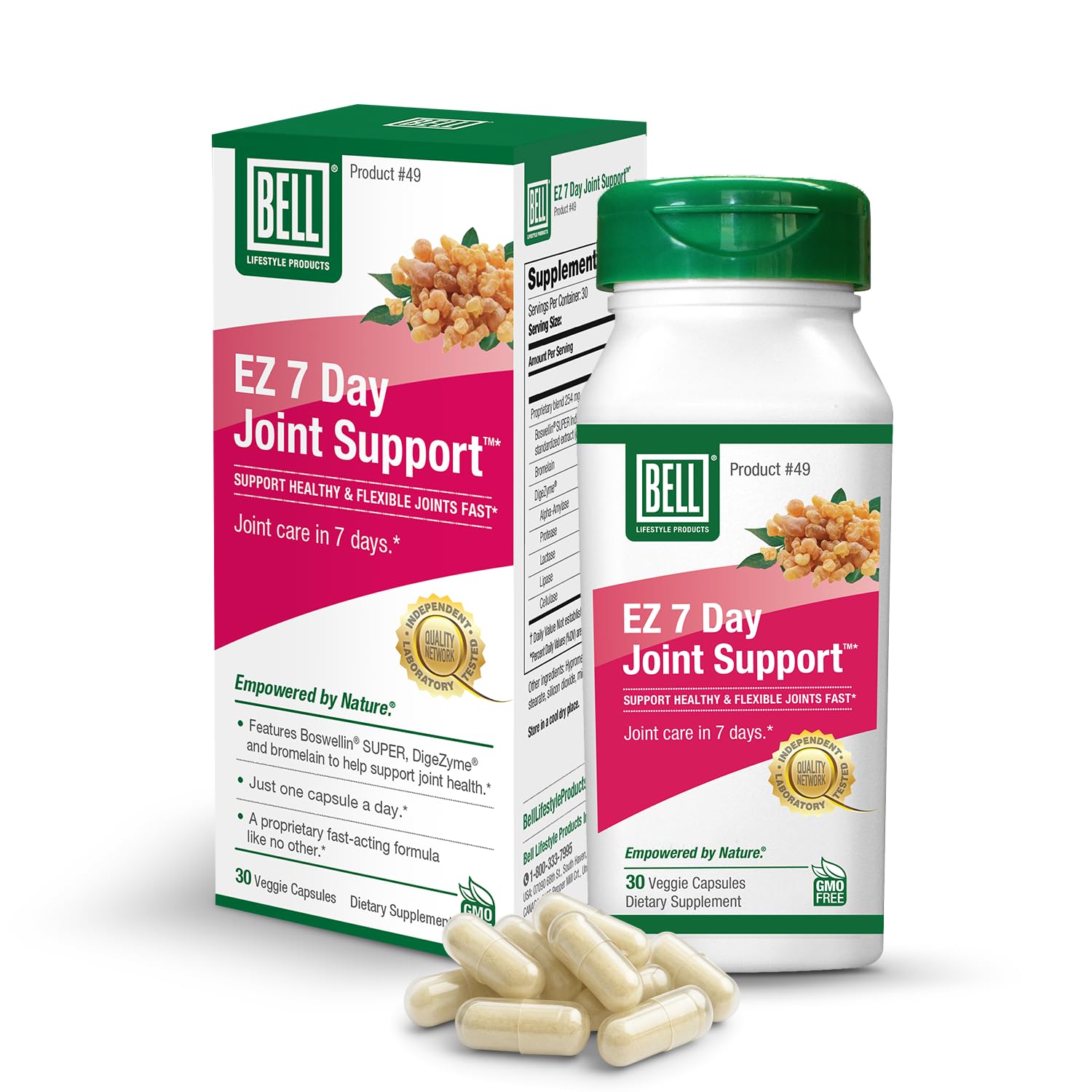 Bell EZ 7 Day Joint Support ™ -Fast-Acting, Once-Daily Joint Health Supplement – Helps Relieve Knee Pain, Swelling & Supports Muscle Recovery – Vegan – 30 Capsules Bell buy supplements canada