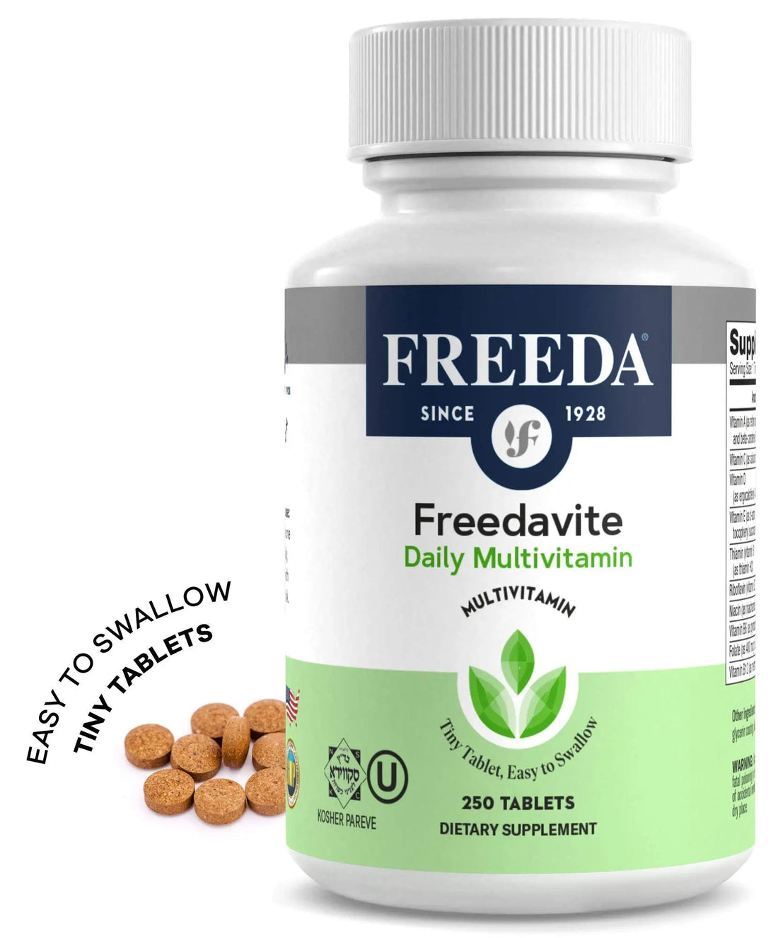 Freedavite Tiny Tablet - Moderate Multivitamin for Men and Women - Pure Vitamin A, C, D, E, B1, B2, B6, B12, Biotin, Calcium, Zinc, Iron, Magnesium FREEDA buy supplements canada