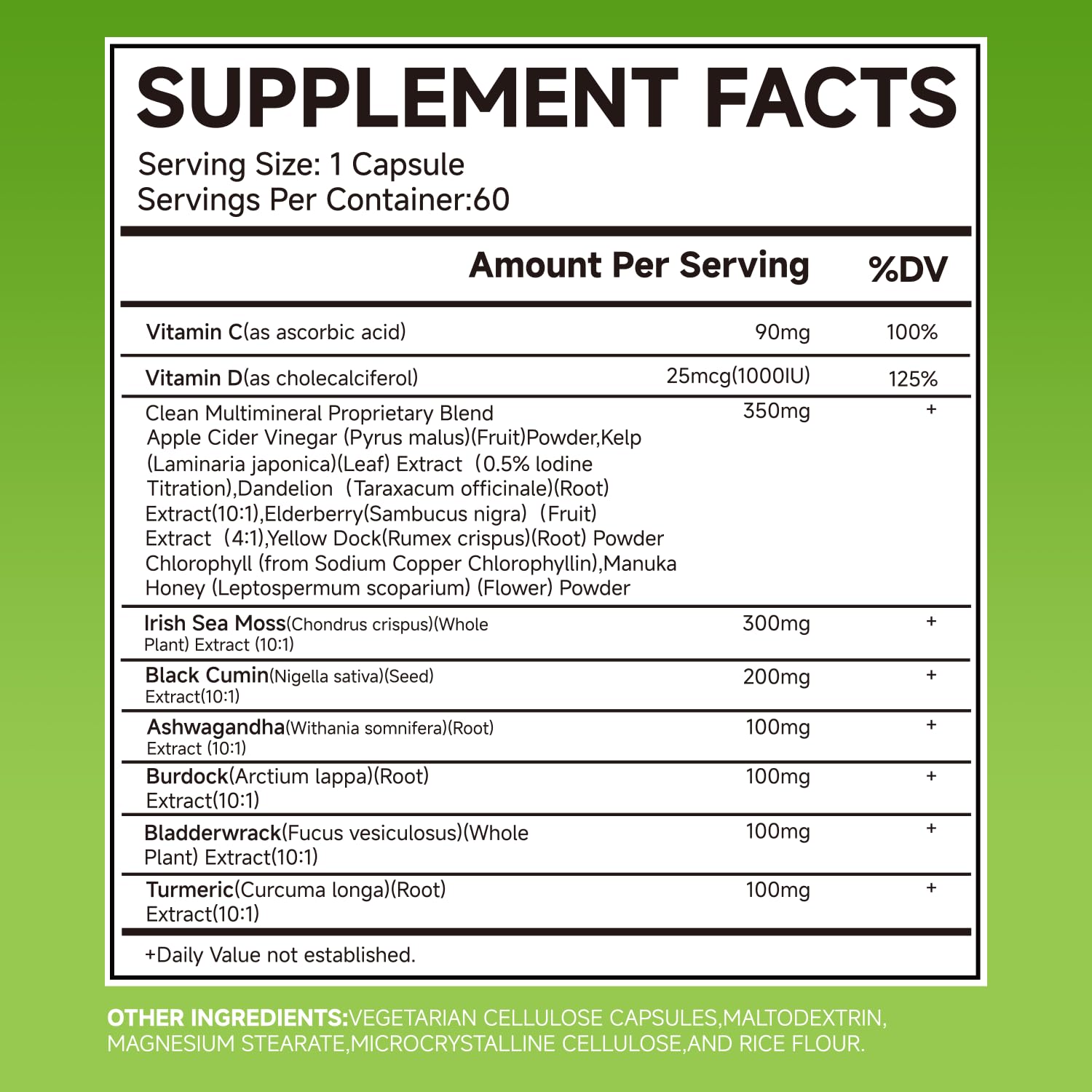 LEMON CODE Sea Moss & Black Seed Oil Capsules with Burdock & Bladderwrack & Ashwagandha, Vitamin C&D,Natural Herbal Complex for Daily Balance, Energy & Digestive Support, Vegan, Non-GMO, 60 Capsules LEMON CODE buy supplements canada