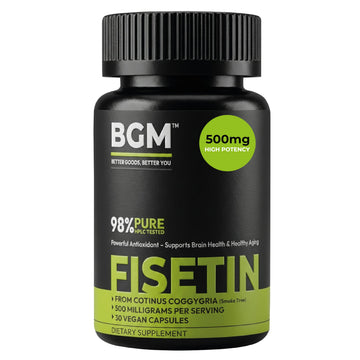 BGM Fisetin 500mg Supplement | Smoke Tree Extract (Cotinus coggygria) | 98% Pure Senolytic Antioxidant | Vegan Capsules | Supports Brain Health & Healthy Aging BGM Better Goods, Better You buy supplements canada