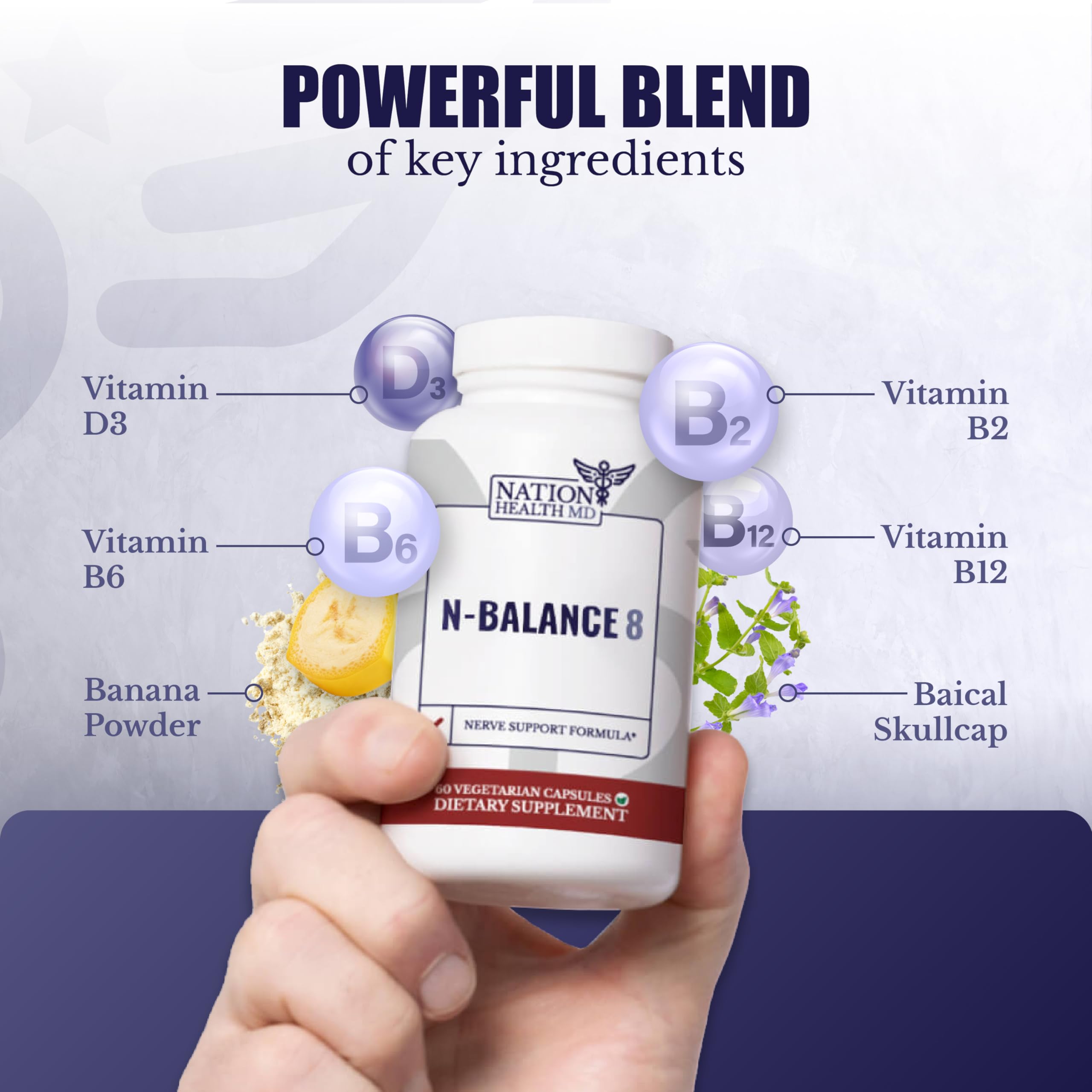 NATION HEALTH MD N-Balance 8 - Nerve Support Formula - Nerve Support Supplement with Alpha Lipoic Acid, Benfotiamine and ALA - Nerve Health Supplements for Men & Women, 120 Capsules NATION HEALTH MD buy supplements canada