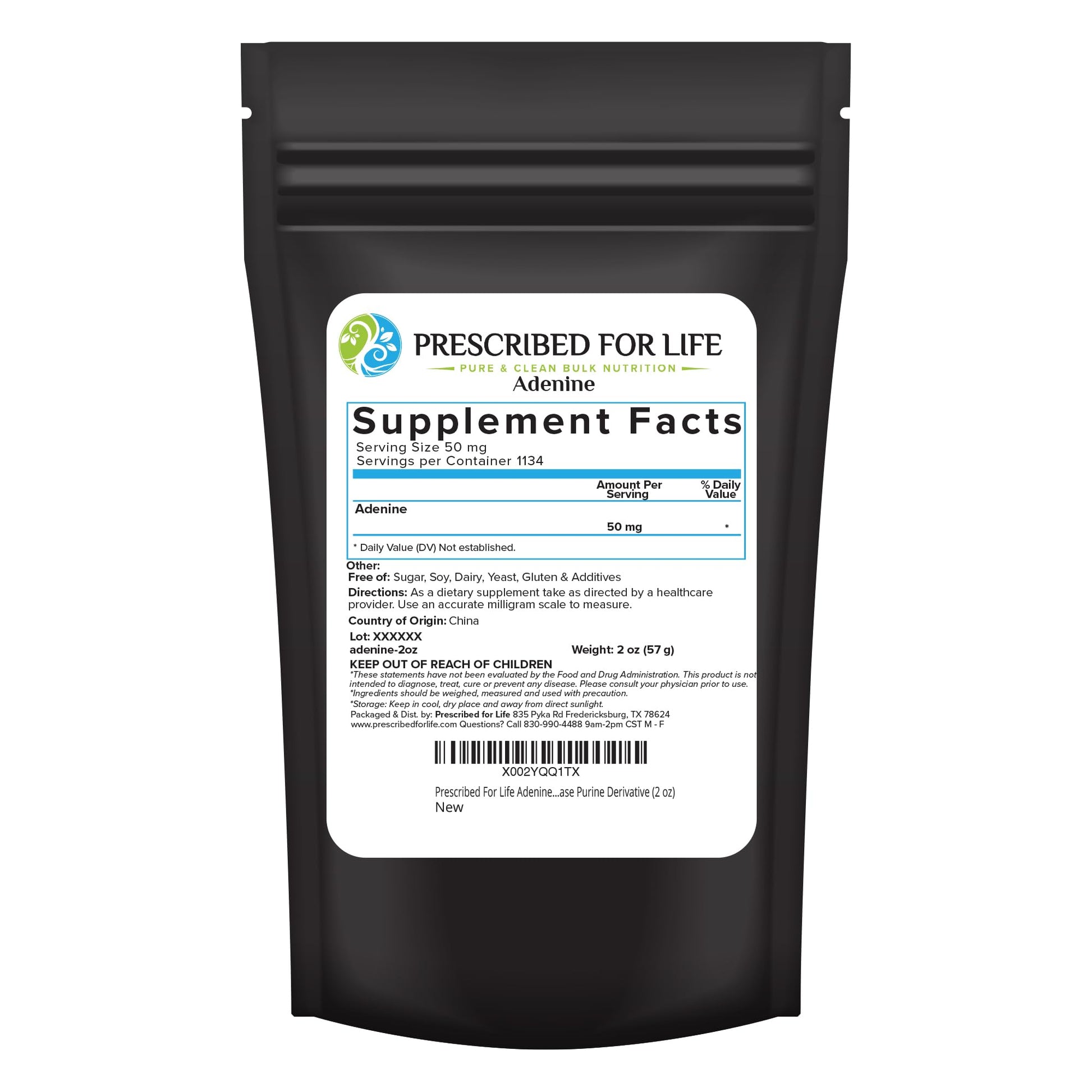 Prescribed For Life Adenine Powder, Vitamin B4 Adenine Supplement, A Nucleobase Purine Derivative (56g) Prescribed For Life buy supplements canada