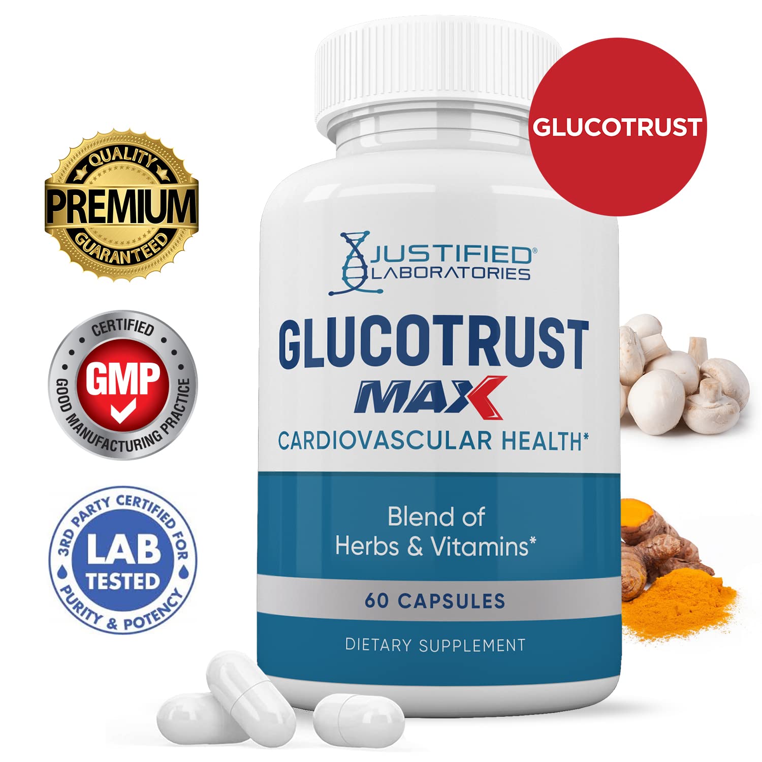 Justified Laboratories (5 Pack) Glucotrust Max 1295MG Formula Supplement Pills 300 cap Justified Laboratories buy supplements canada