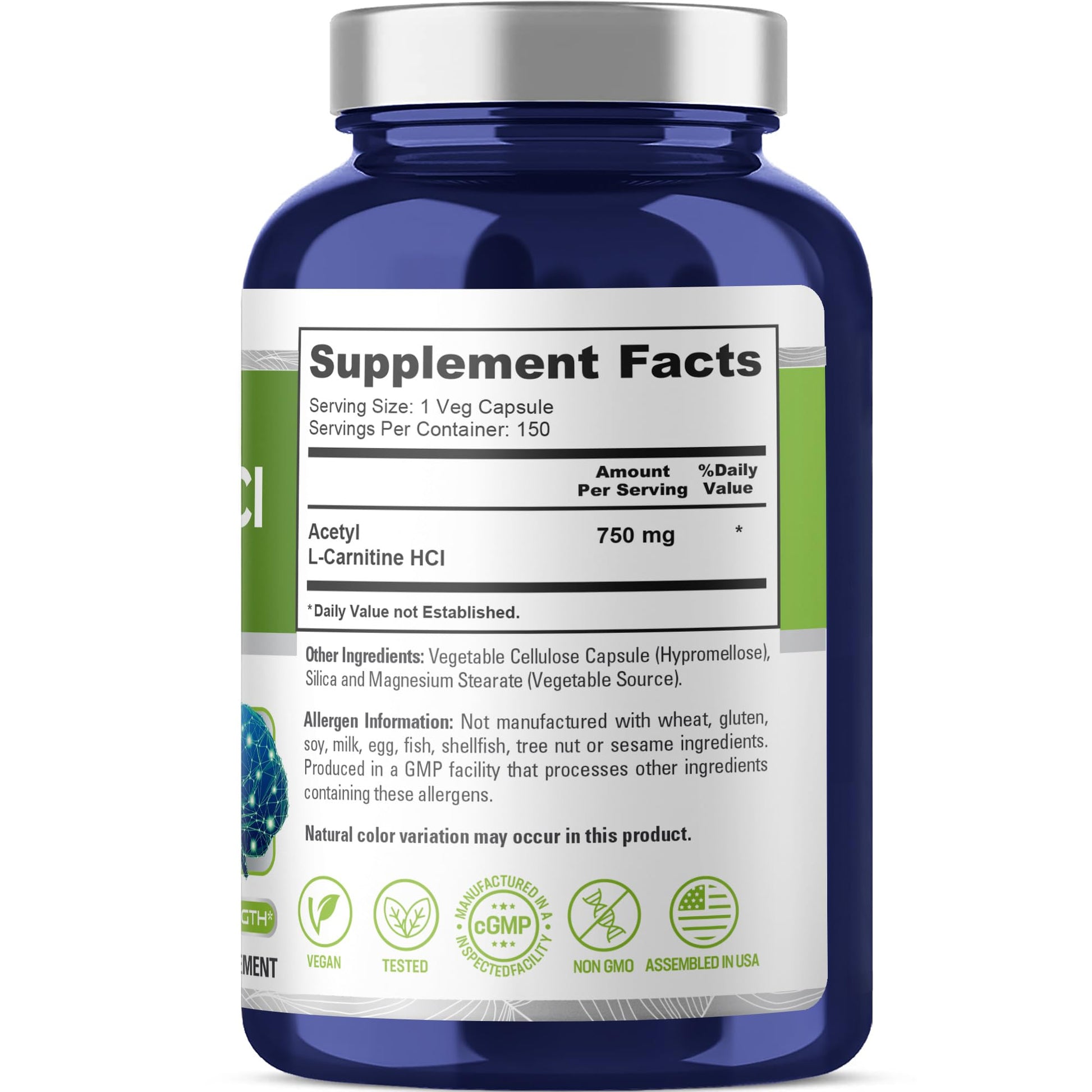 NusaPure Acetyl L-Carnitine 750mg per Caps 150 Veggie Capsules (Non-GMO, Vegan) High Potency Acetyl L Carnitine HCL (ALCAR) NusaPure buy supplements canada