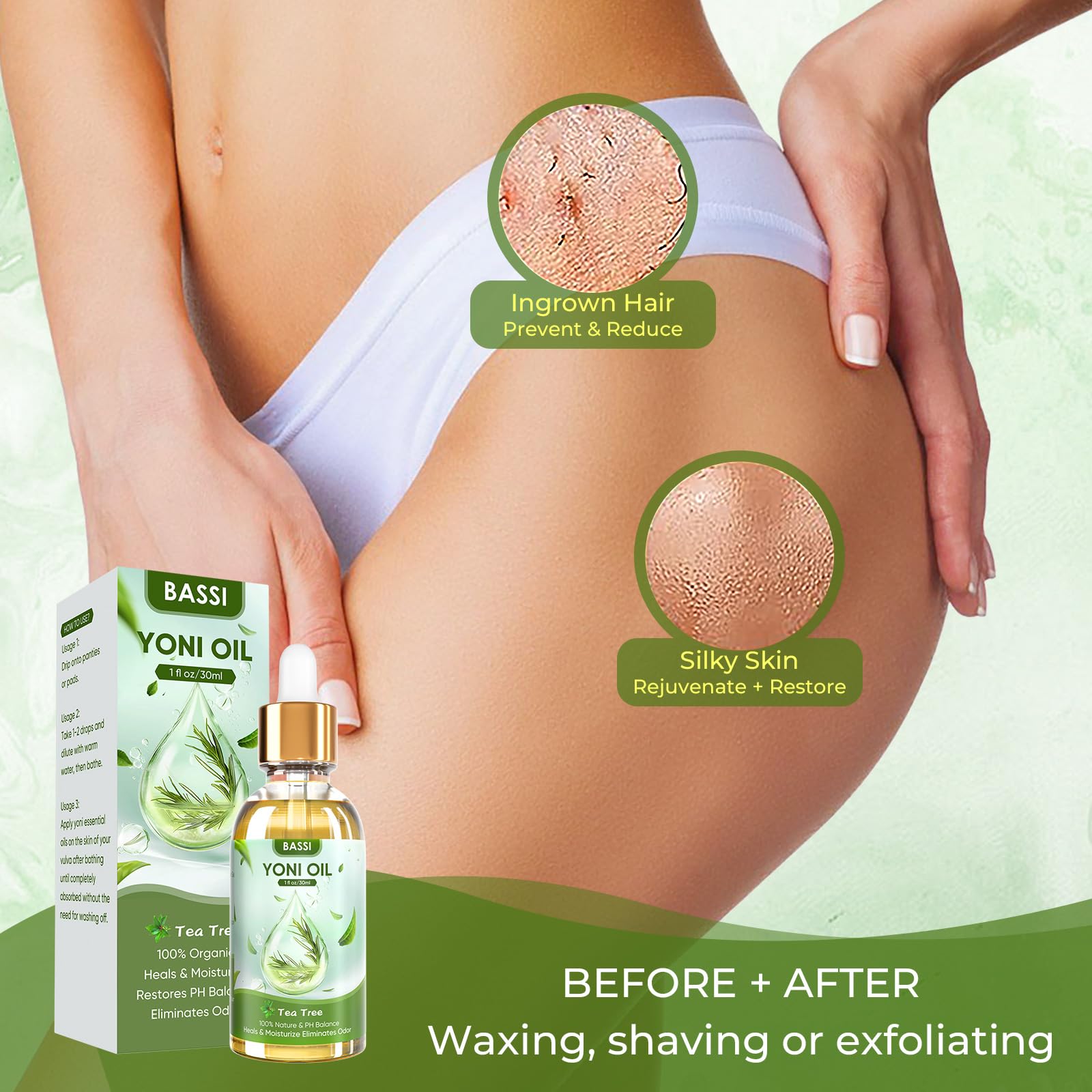 BASSI 2PCS Yoni Oil Organic Feminine Oil Vaginal Moisturizer For Wetness - Ph Balance for Women BASSI buy supplements canada