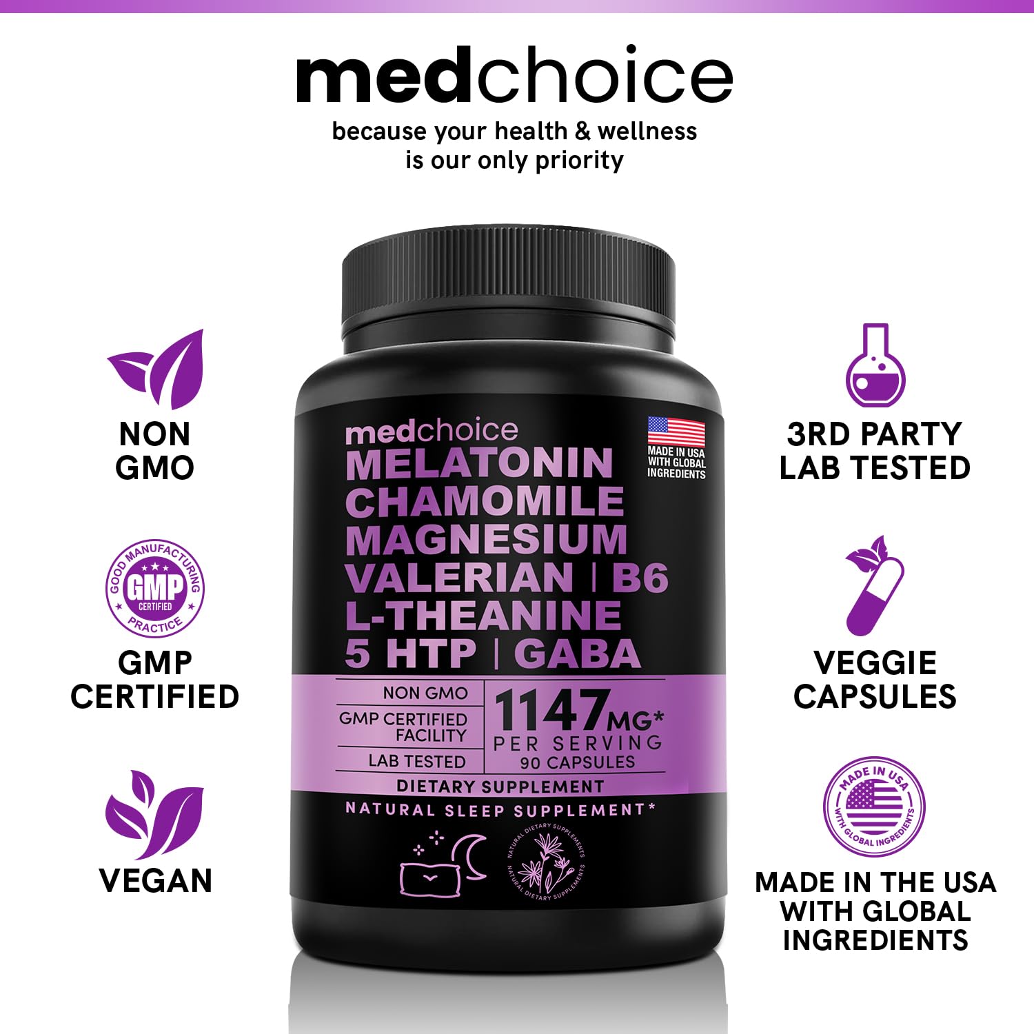 10-in-1 Melatonin Capsules - Melatonin 5mg Natural Sleep Aid for Adults MEDCHOICE buy supplements canada