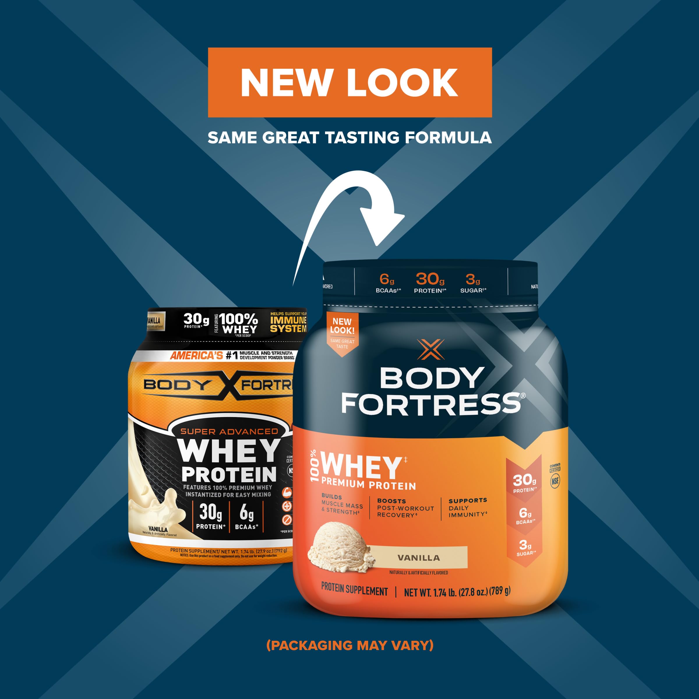 Body Fortress 100% Whey, Premium Protein Powder, Vanilla, 1.74lbs (Packaging May Vary) Body Fortress buy supplements canada