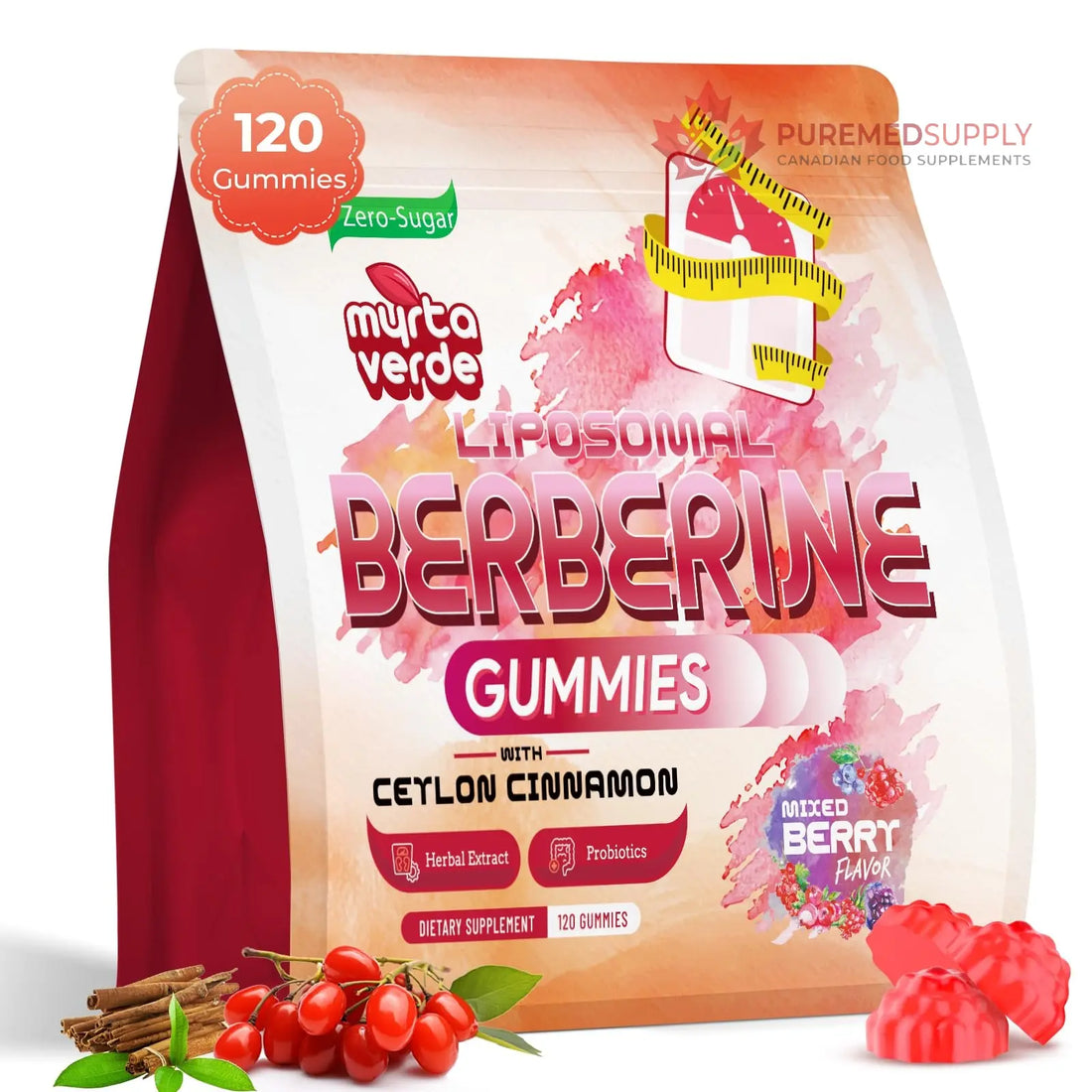 2000mg Liposomal Berberine Supplement Gummies | High Potency Berberine HCI Activates AMPK with Ceylon Cinnamon | Advanced Absorption | Zero Sugar Mixed-Berry | 120 Count Myrtaverde buy supplements canada