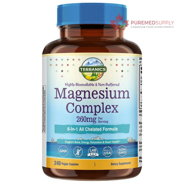 Terranics Magnesium Complex, 6-in-1, High Absorption, Glycinate, Citrate, Aspartate, Gluconate, Calmness, Heart, Bone, 240 Capsules, Non-Buffered Terranics buy supplements canada