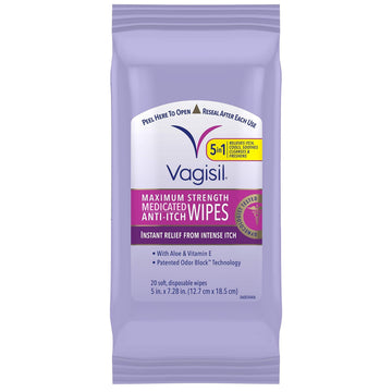 Vagisil Wipes, Anti-Itch Medicated Feminine Vaginal Wipes, Maximum Strength, Instant Relief, 20 Wipes Vagisil buy supplements canada