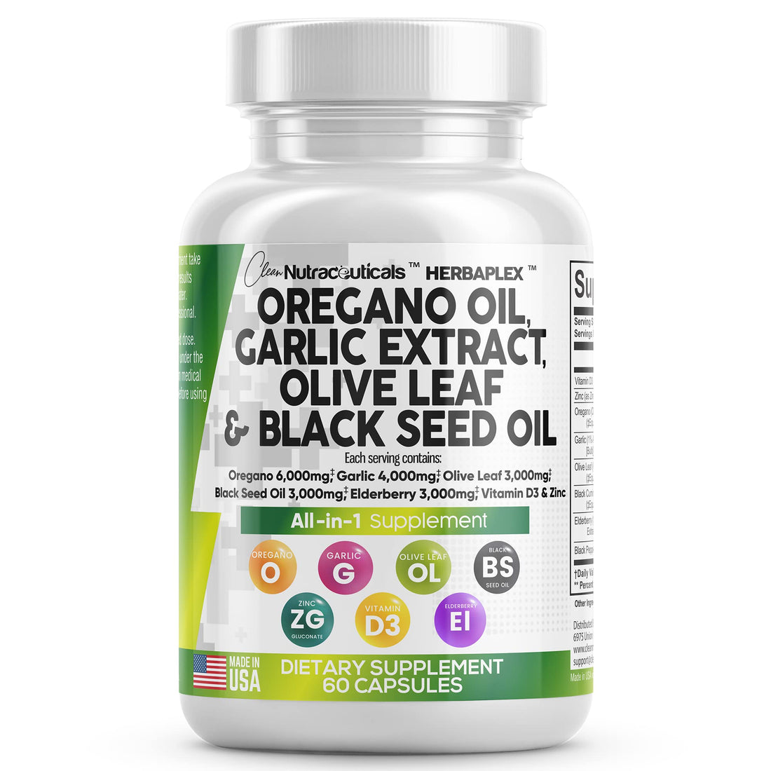 Oregano Oil 6000mg Garlic Extract 4000mg Olive Leaf 3000mg Black Seed Clean Nutraceuticals buy supplements canada
