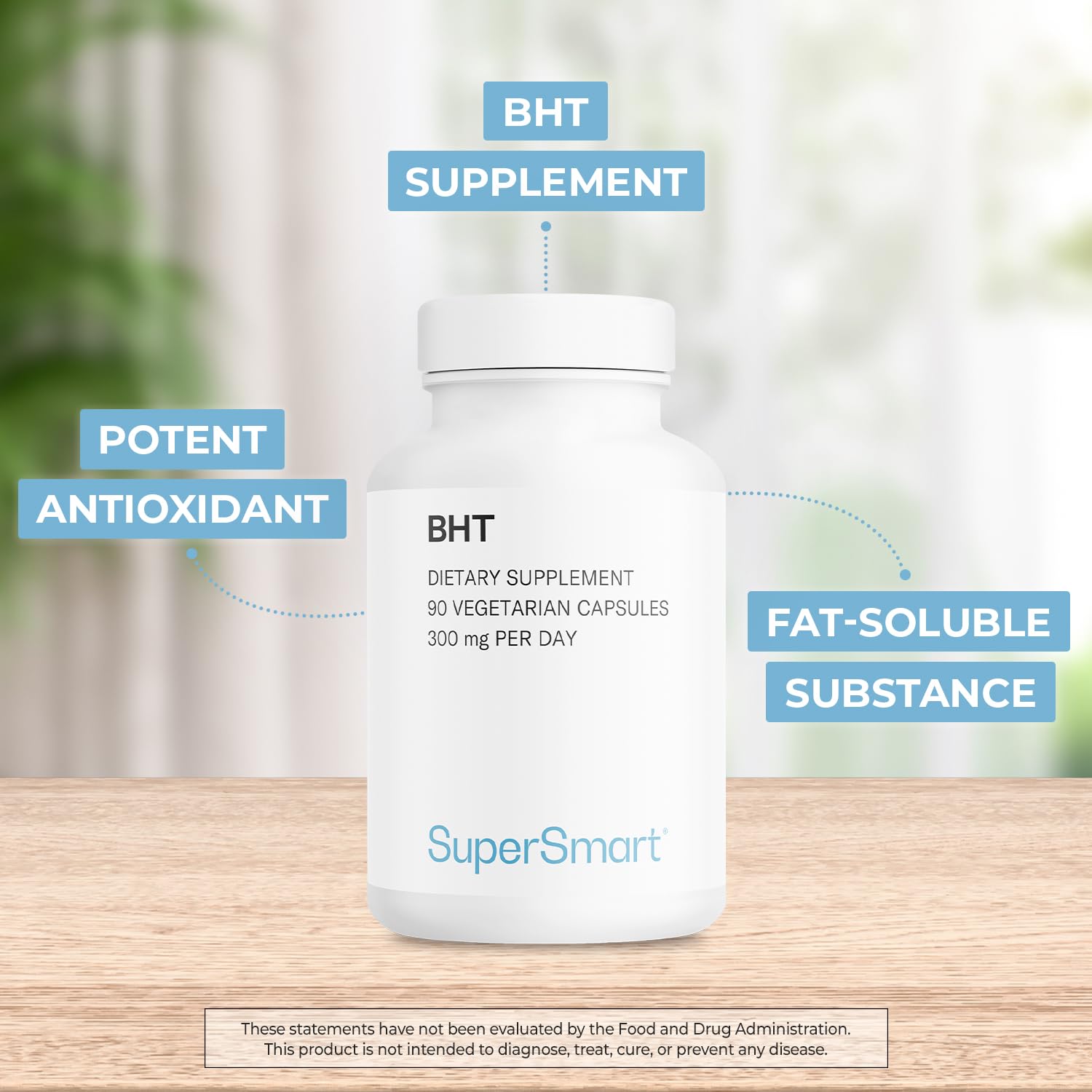 Supersmart - BHT Supplement 300mg per Day - Butylated Hydroxytoluene | Non-GMO & Gluten Free - 90 Vegetarian Capsules Supersmart buy supplements canada