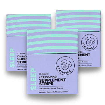 STRIPPIES Dissolvable Sleep Strips – Fast-Acting Melatonin 5mg with L-Theanine, Lavender, Chamomile, Hibiscus & Valerian – Natural Cranberry Flavor – 90 Strips STRIPPIES buy supplements canada
