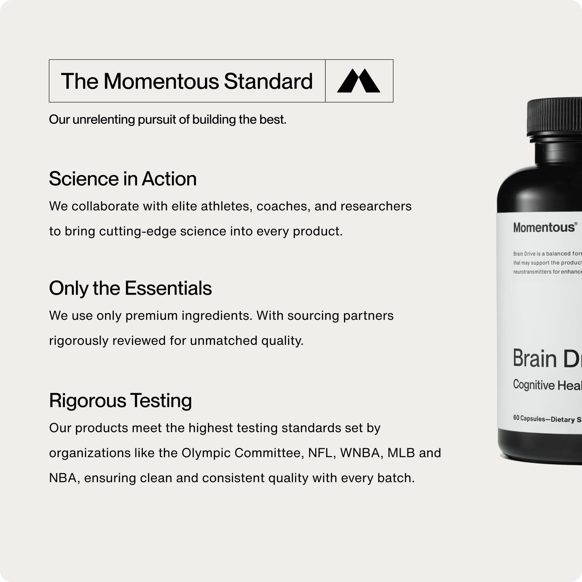 Momentous Brain Drive Nootropic Supplement - Brain Supplement for Memory & Focus Support - NSF Certified for Sport - GMO- & Gluten-Free - 30 Servings Momentous buy supplements canada