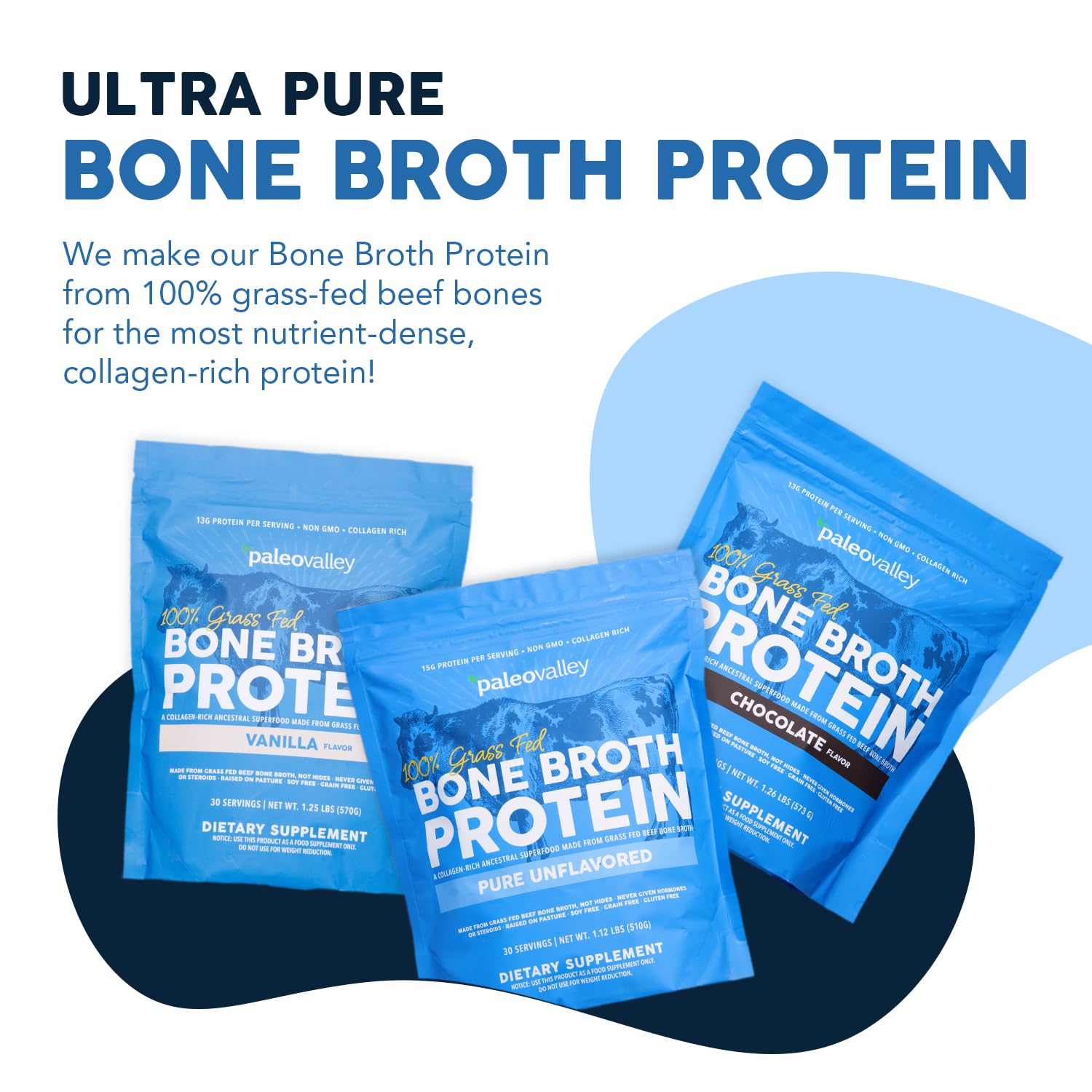 Paleovalley 100% Grass Fed Beef Bone Broth Protein Powder - Rich in Collagen Peptides for Hair, Skin, Gut Health, Bone and Joint Support Paleovalley buy supplements canada
