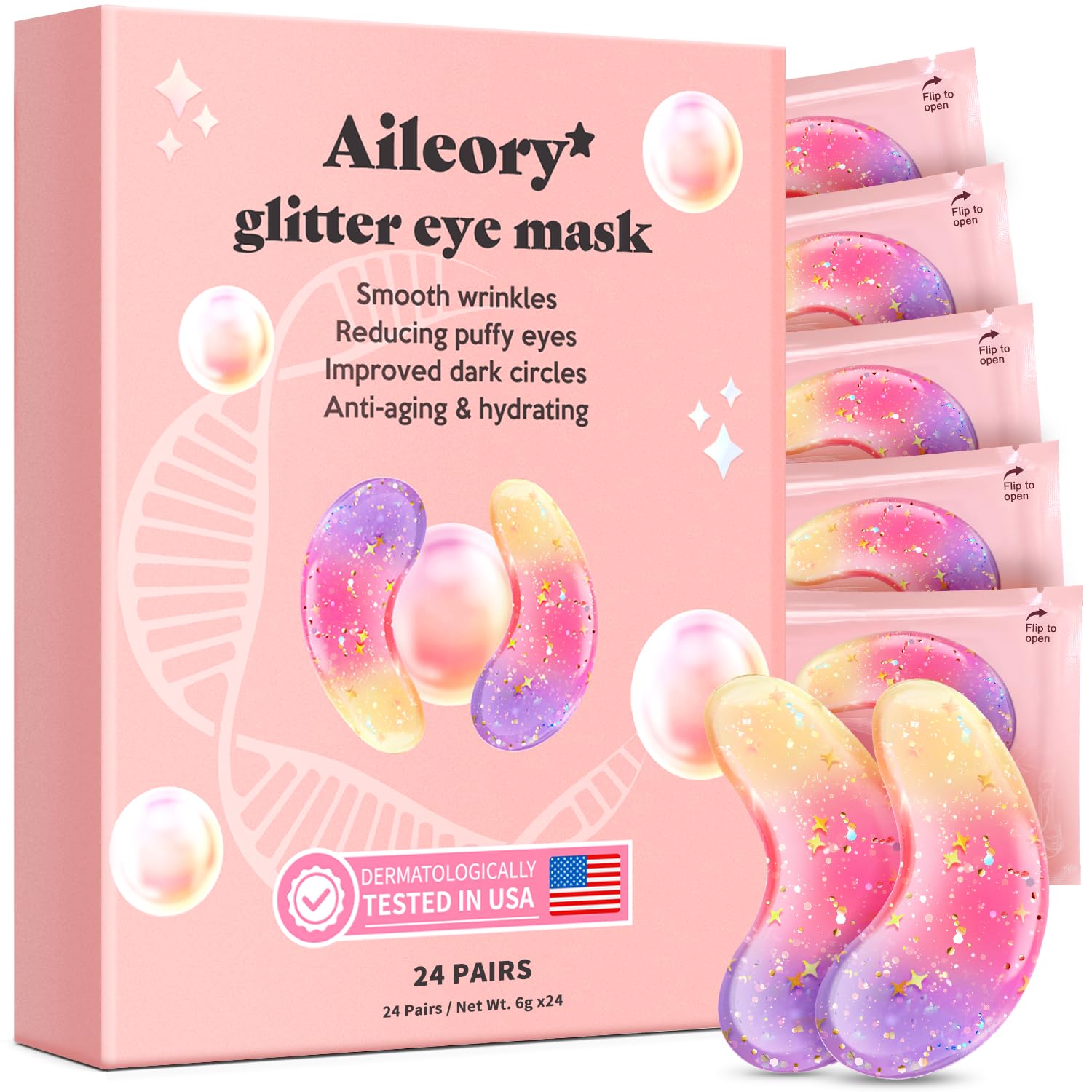 AILEORY Under Eye Patches (24 Pairs) - Tri-color Glitter Eye Gel Pads for Dark Circles, Puffy Eyes, Under eye Bags, Wrinkles AILEORY buy supplements canada