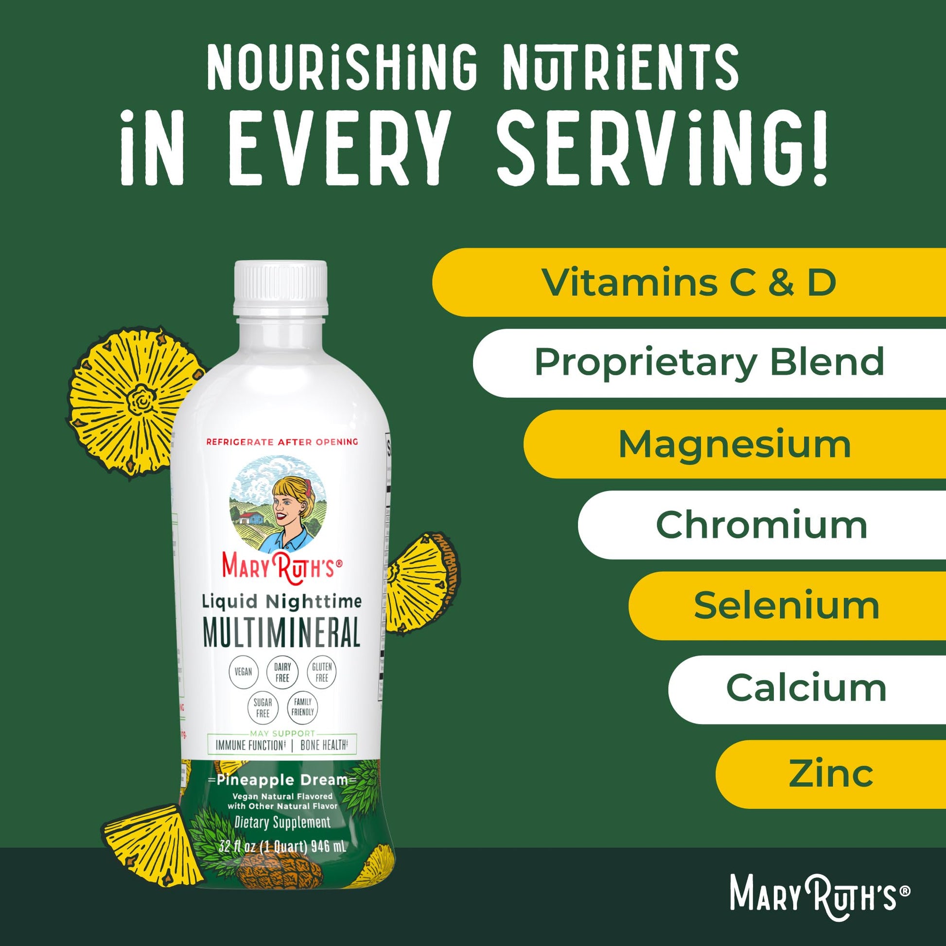 MaryRuth Organics Liquid Nighttime Multimineral | NO Melatonin | Magnesium Citrate | Calcium | Zinc | Vitamin D3| Available in 4 Flavors | Vegan | Sugar Free | Gluten Free | 32 Oz MARYRUTH'S buy supplements canada