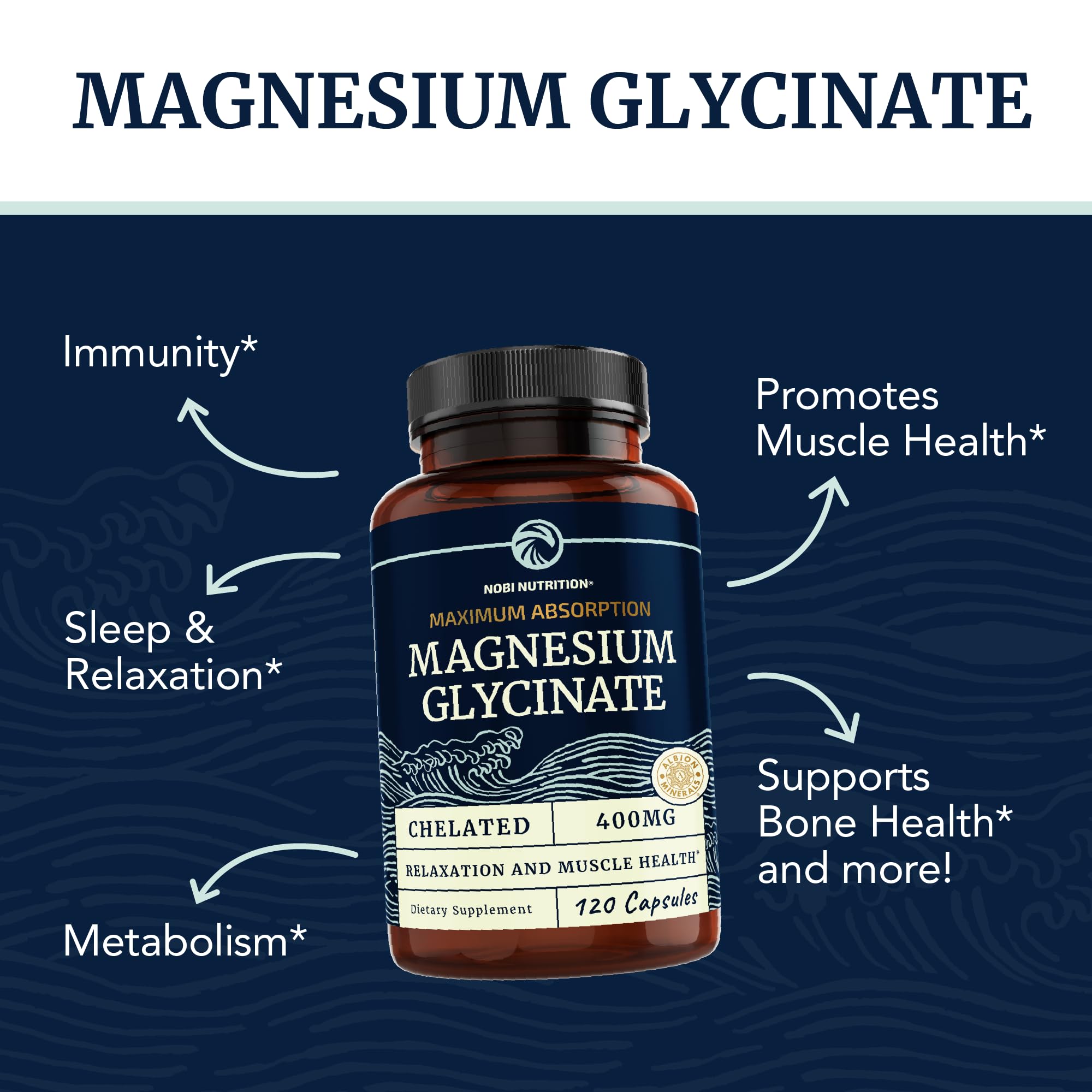 Magnesium Bisglycinate 400mg | Chelated Bisglycinate for Muscle Relaxation, Bones Nobi Nutrition buy supplements canada