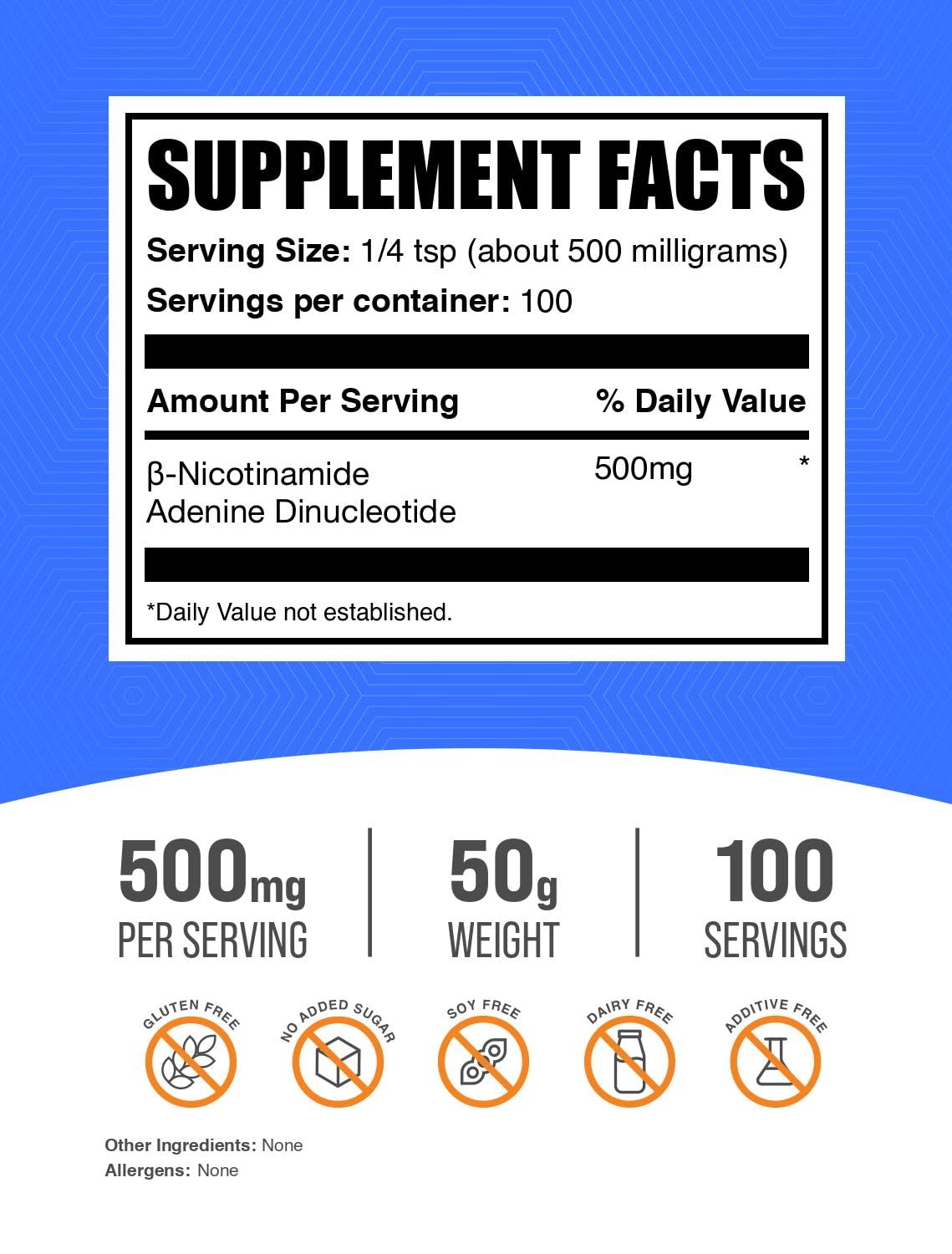 BulkSupplements.com NAD Powder - Nicotinamide Adenine Dinucleotide, NAD Supplement 500mg - for Energy Support, Pure & Gluten Free, 500mg per Serving, 50g (1.8 oz) (Pack of 1) BulkSupplements buy supplements canada