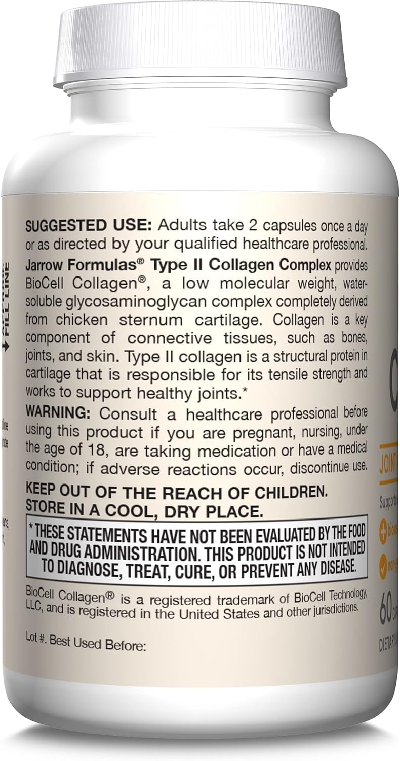 Jarrow's Type II Collagen Complex (Type 2 Collagen), 60 Capsules, Lab-Tested Tudor buy supplements canada