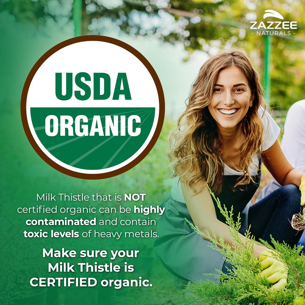 Zazzee USDA Organic Milk Thistle 30:1 Extract, 80% Silymarin, 120 Vegan Capsules, 4 Month Supply, Certified Kosher, High Potency Liver & Antioxidant Support Zazzee buy supplements canada