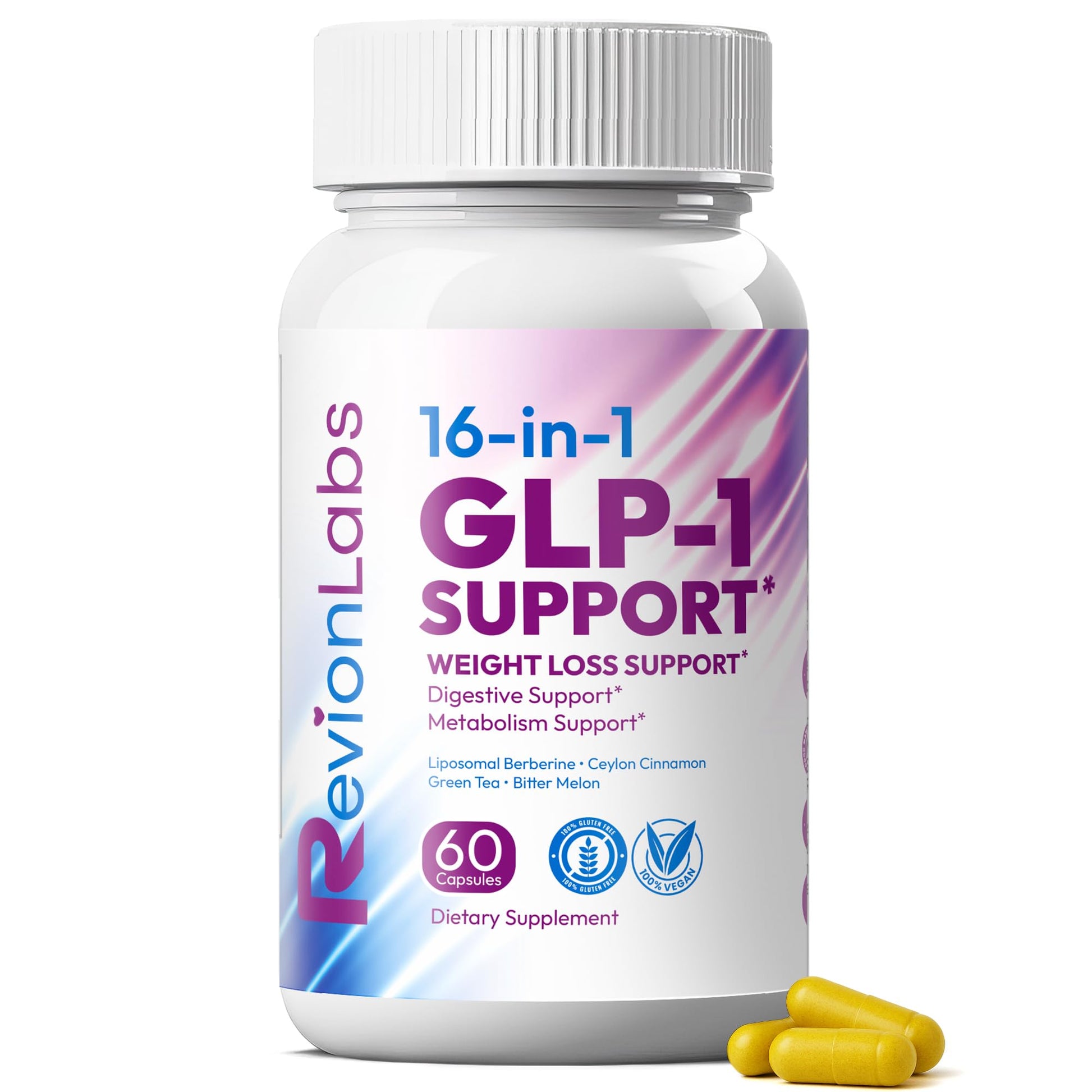 Revion LABS GLP-1 Support Weight Loss Supplement - Natural Appetite Suppressant for Women Men - Berberine Support Activate Hunger Control Curb Cravings Boost Metabolism Fat Burn & Gut Health Revion LABS buy supplements canada