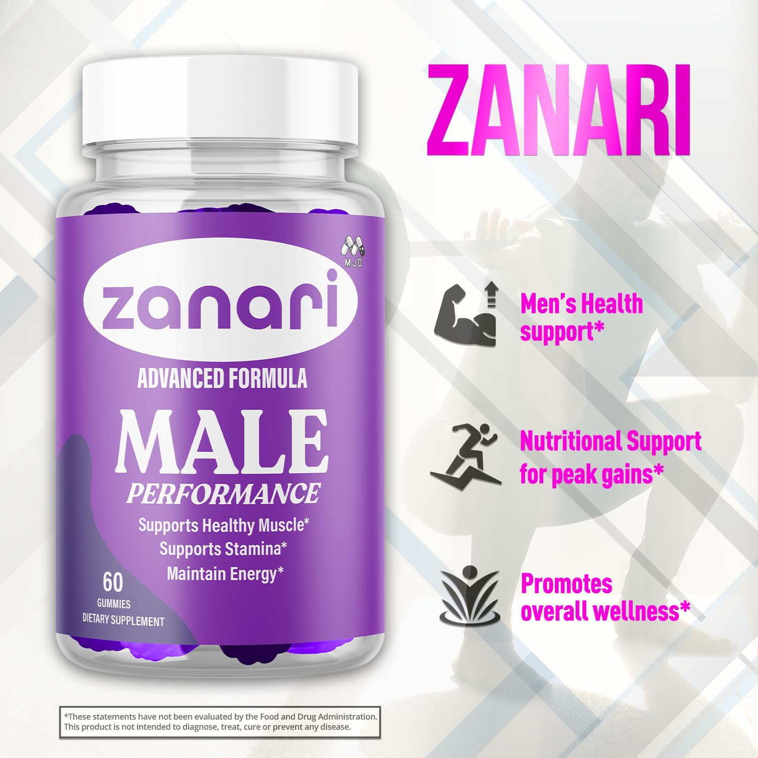 Zanari Gummies, Official Zanari Gummys for Men with All Natural Ingredients, Advanced Formula for Optimal Health & Total Wellness Support with Maximum Strength Active Lifestyle Vitamins (60 Gummies) MJO buy supplements canada