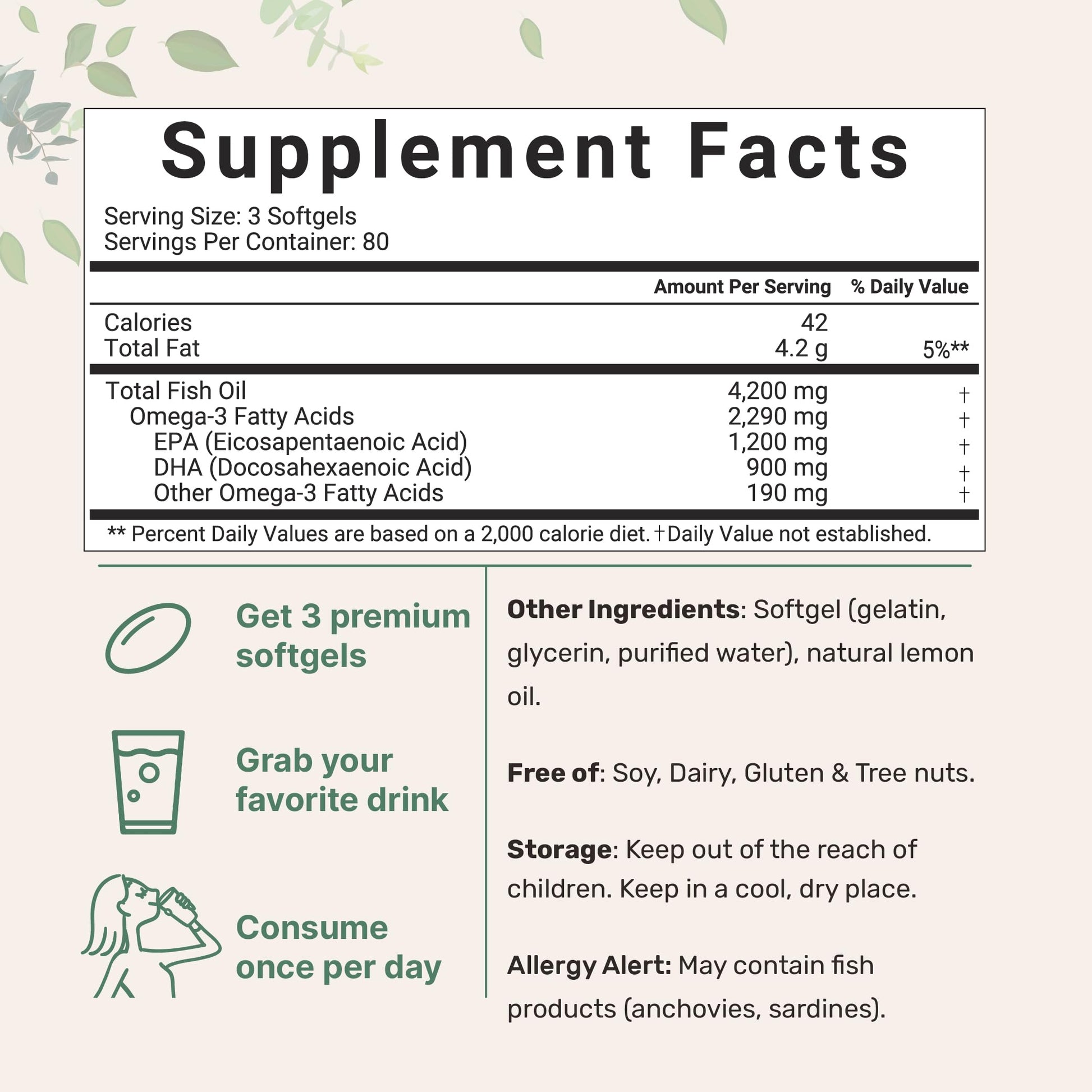 Triple Strength Omega 3 Fish Oil Supplements 4200mg Per Serving, 240 Softgels Micro Ingredients buy supplements canada