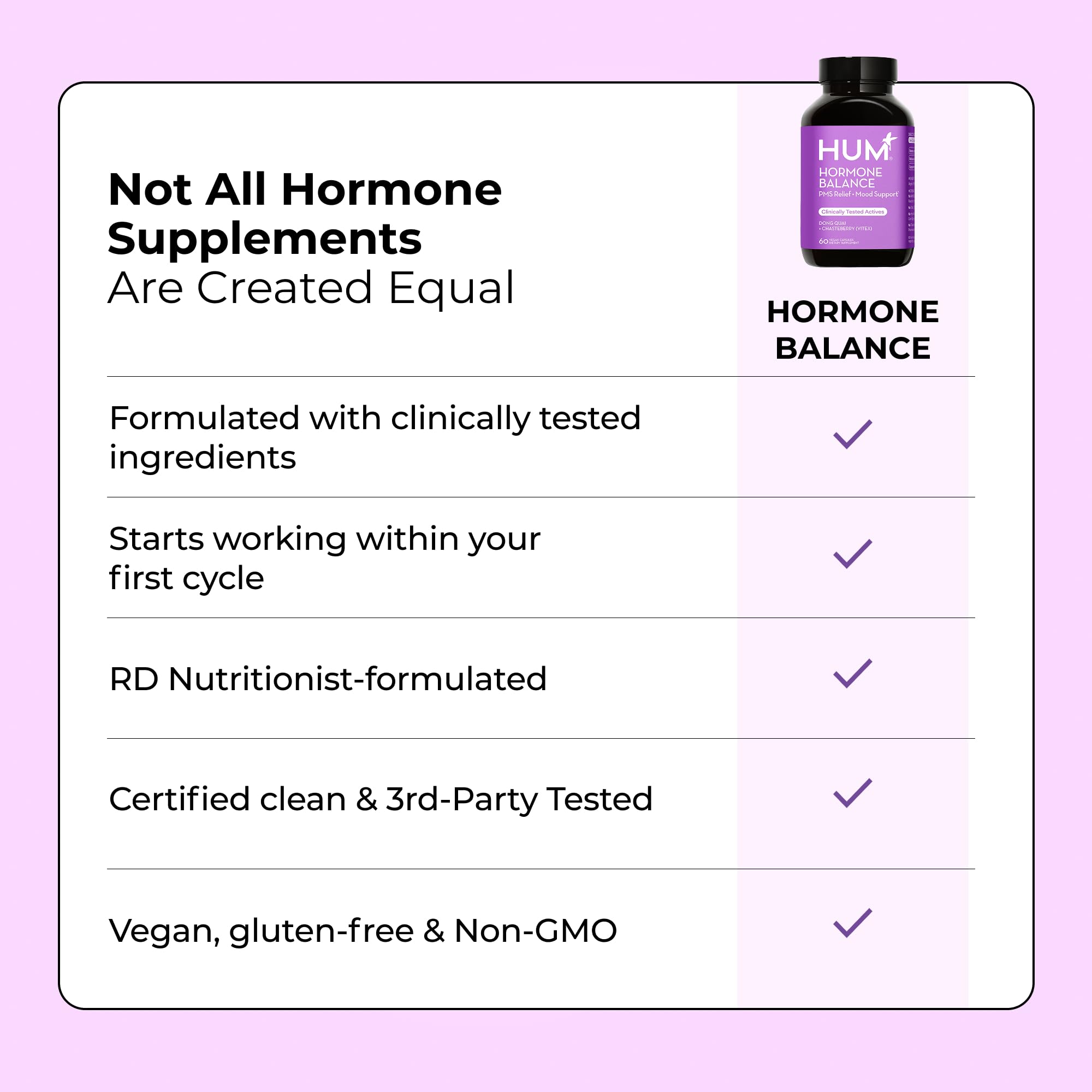 HUM Hormone Balance for Women, Supplement for Women's Health with Chasteberry & Dong Quai, Support for PMS Symptoms, Cramps, Irritability, Hormonal Balance, Monthly Support, 60 Capsules HUM buy supplements canada